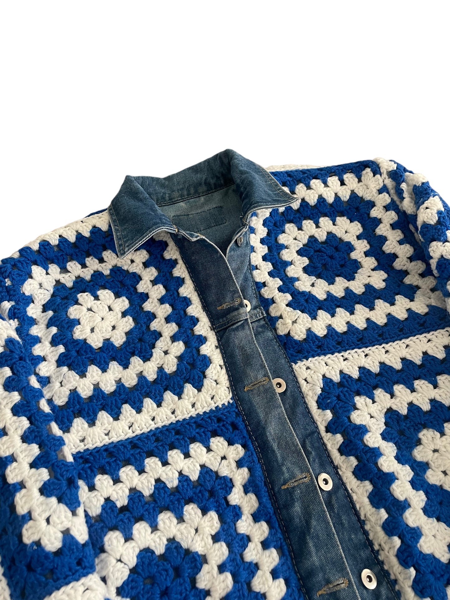Reversible Crochet Trucker Jacket Medium