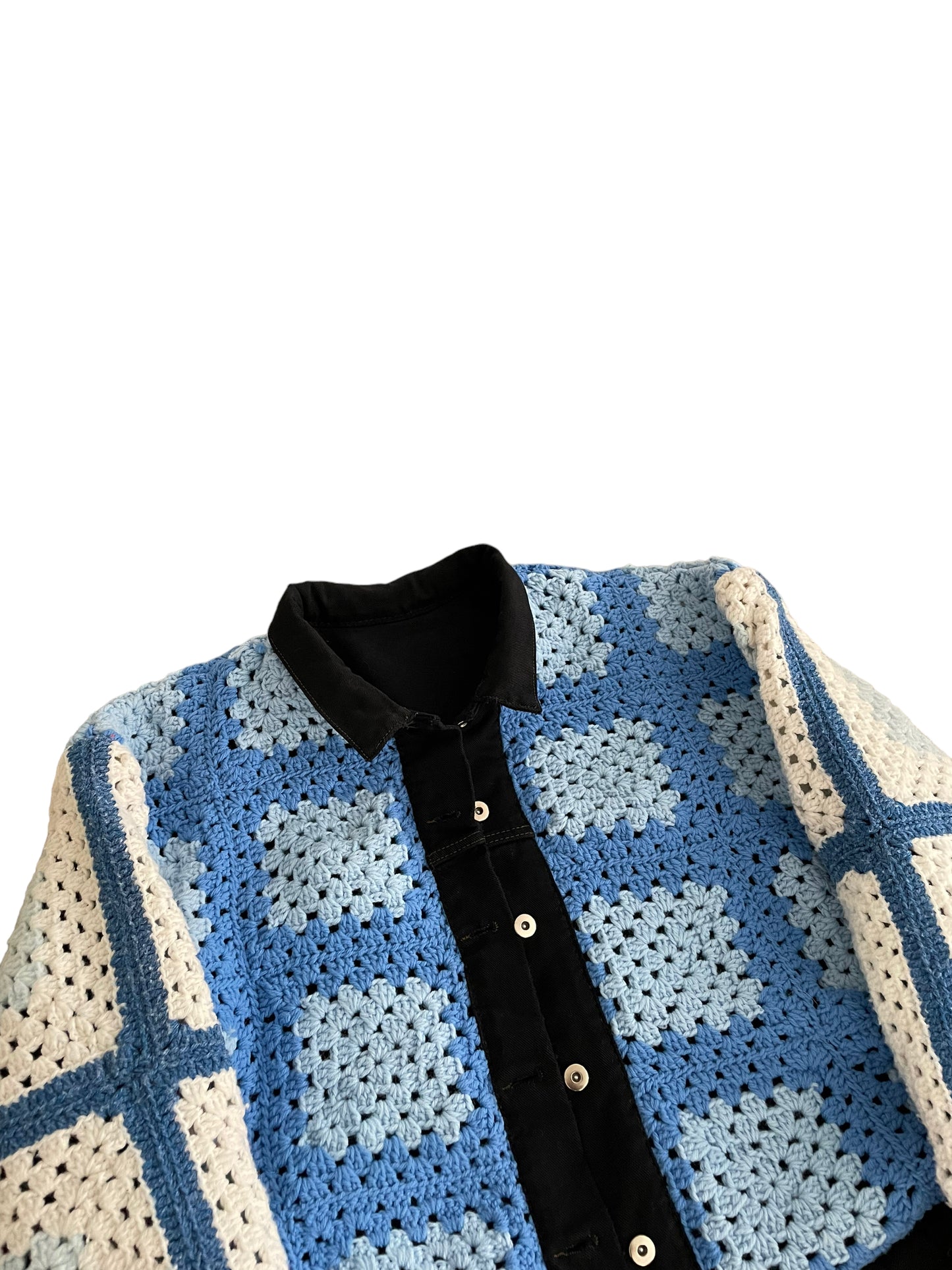 Reversible crochet trucker jacket Large