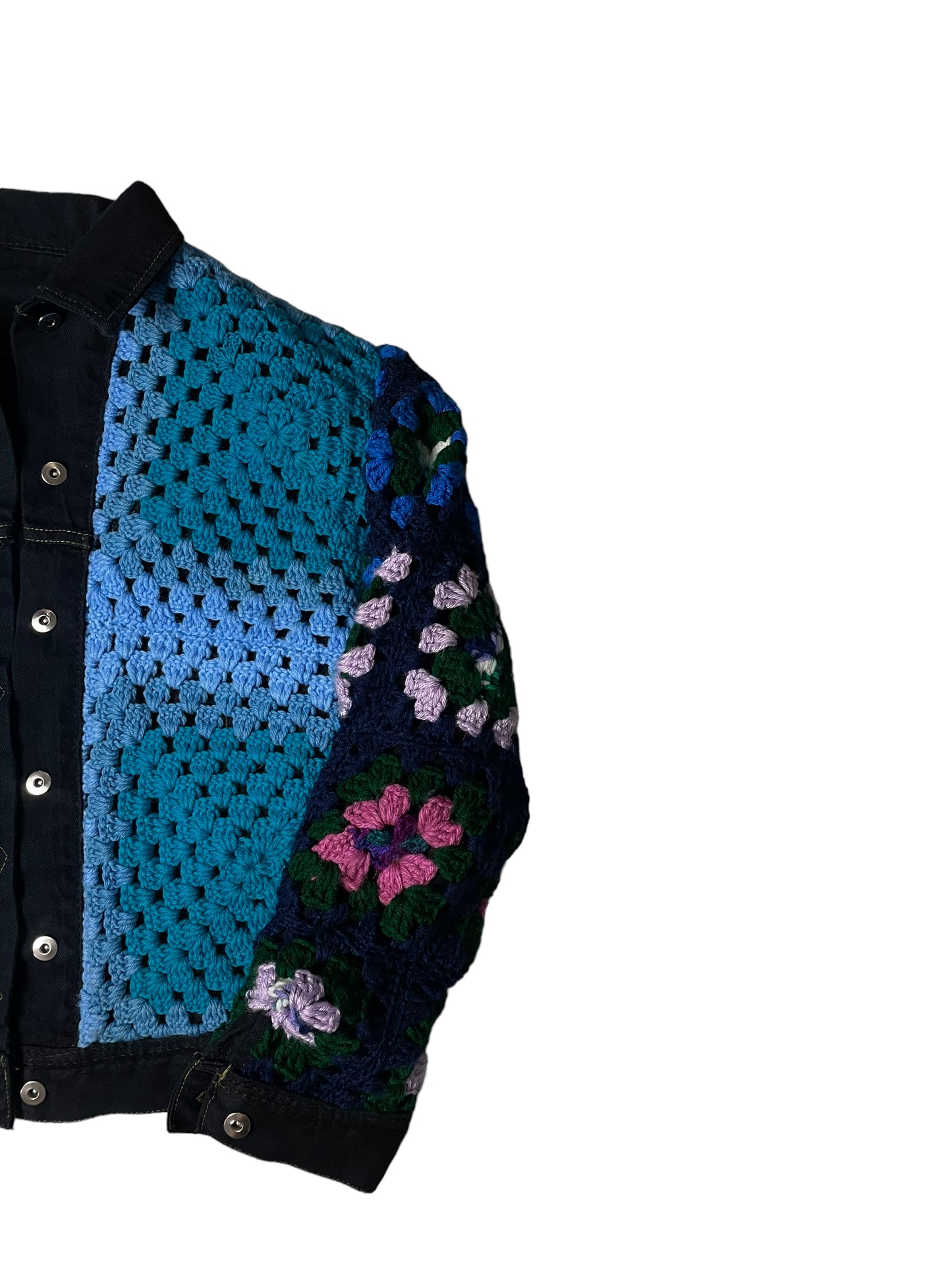 Reversible crochet trucker jacket Medium