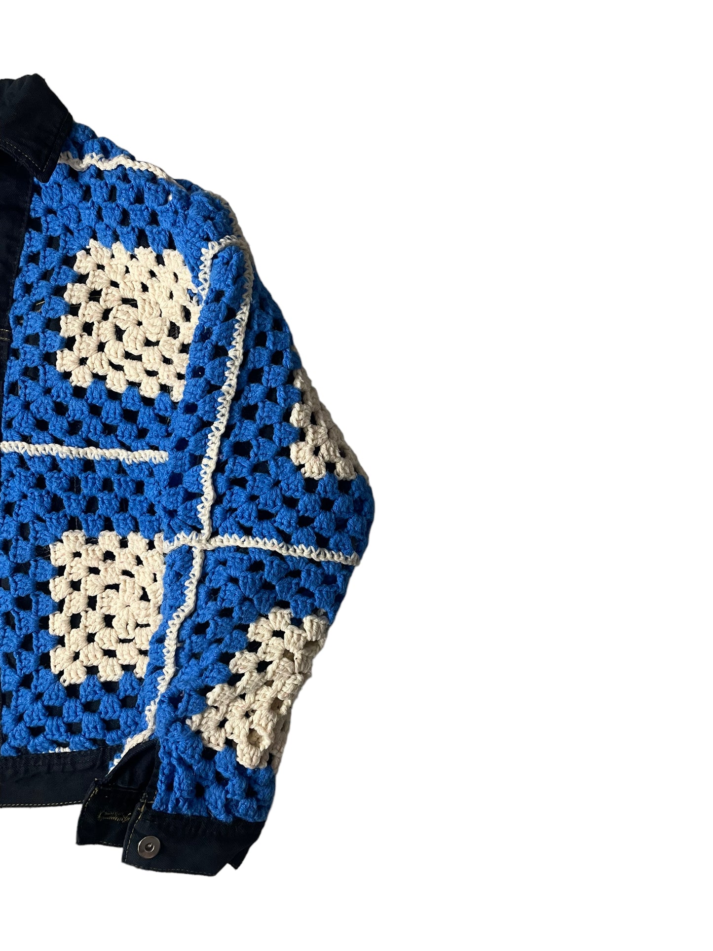 Reversible crochet trucker jacket Small