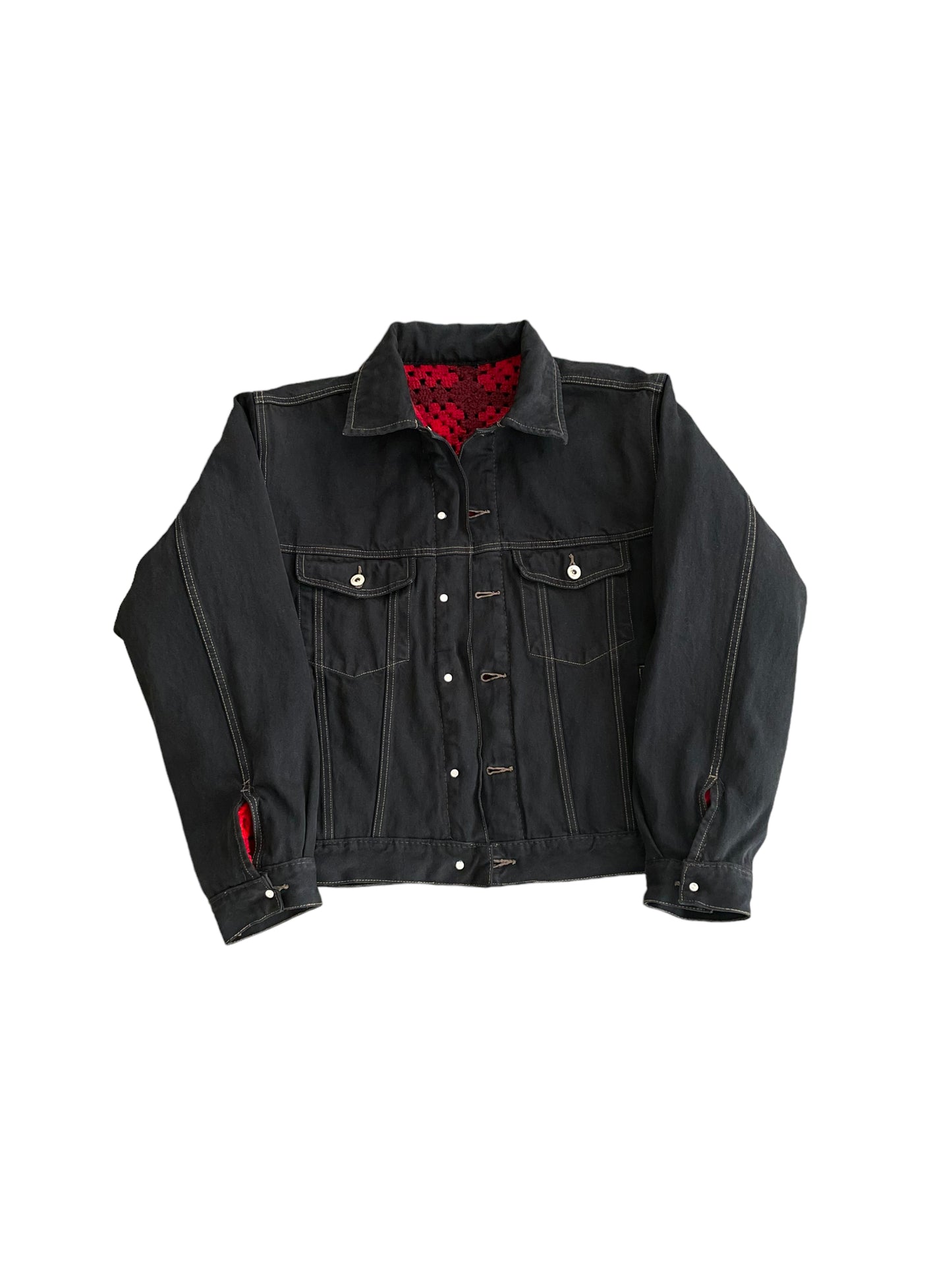 Reversible crochet trucker jacket Medium