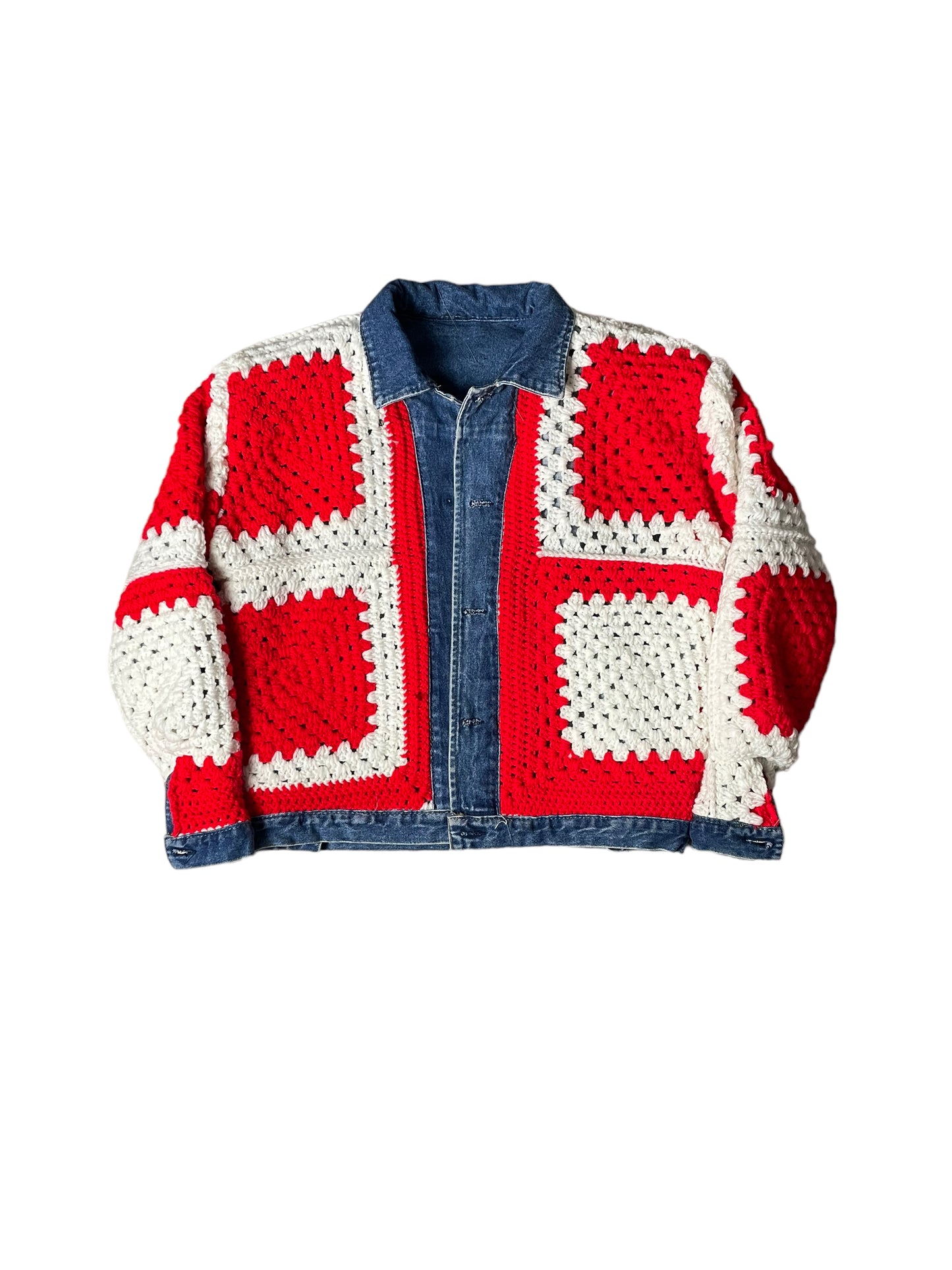 Reversible Crochet Trucker Jacket Small