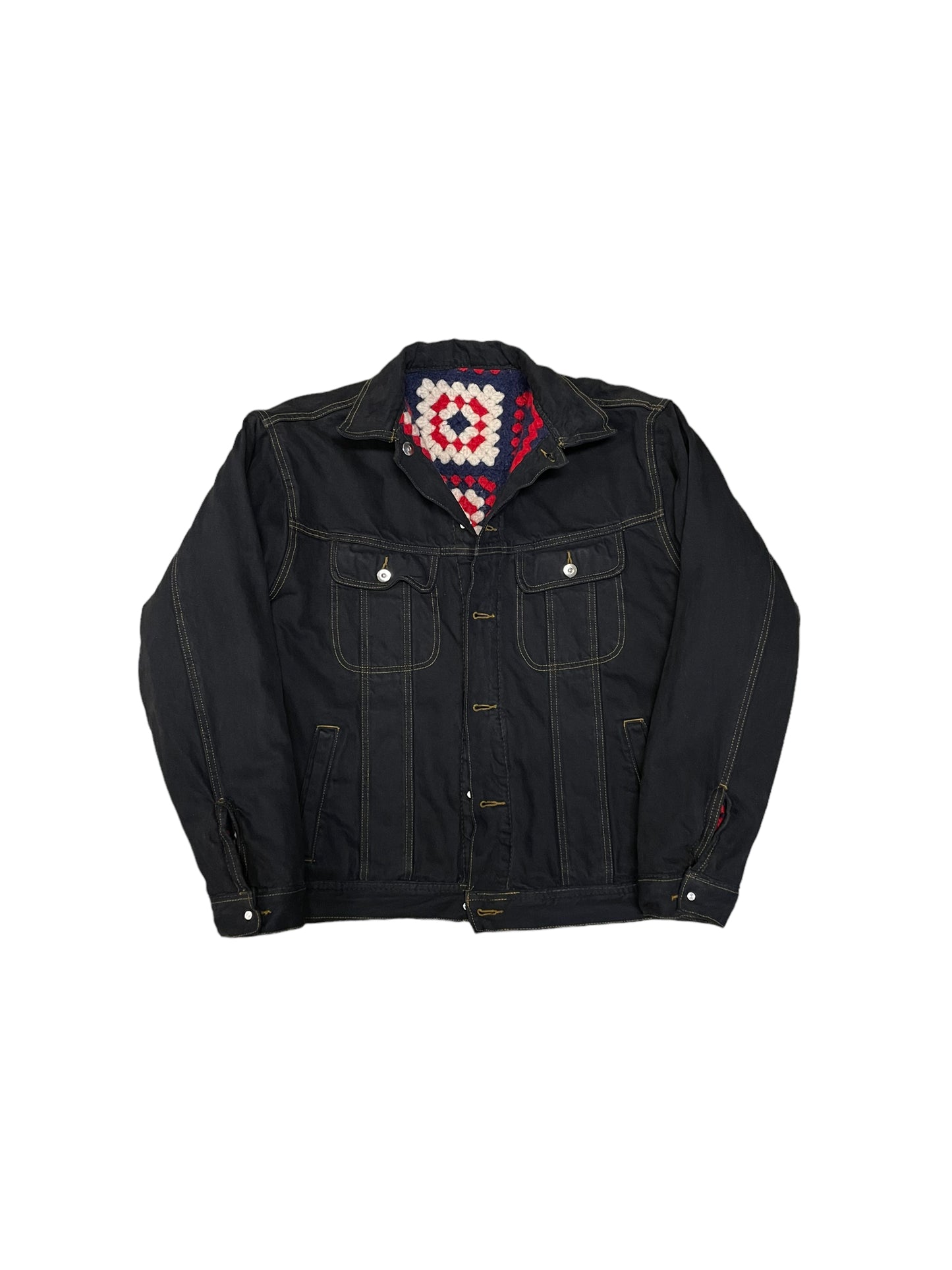 Reversible Crochet Trucker Jacket XL