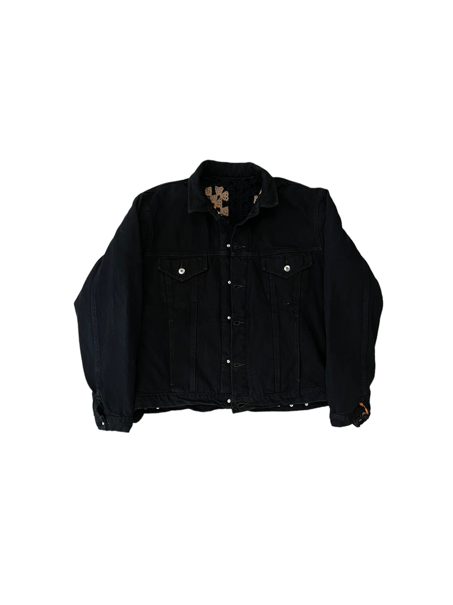 Reversible Crochet Trucker Jacket Medium