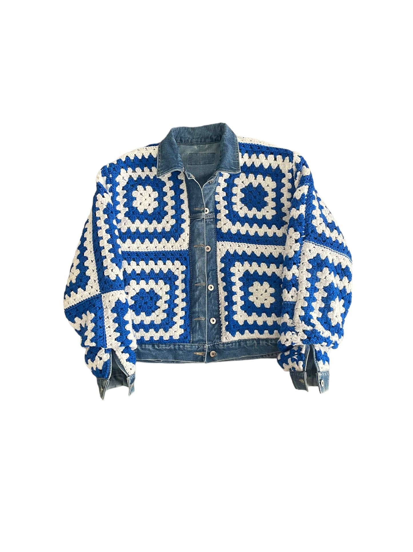 Reversible Crochet Trucker Jacket Medium