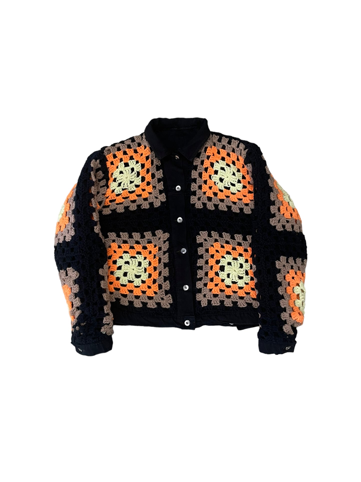 Reversible crochet trucker jacket Medium