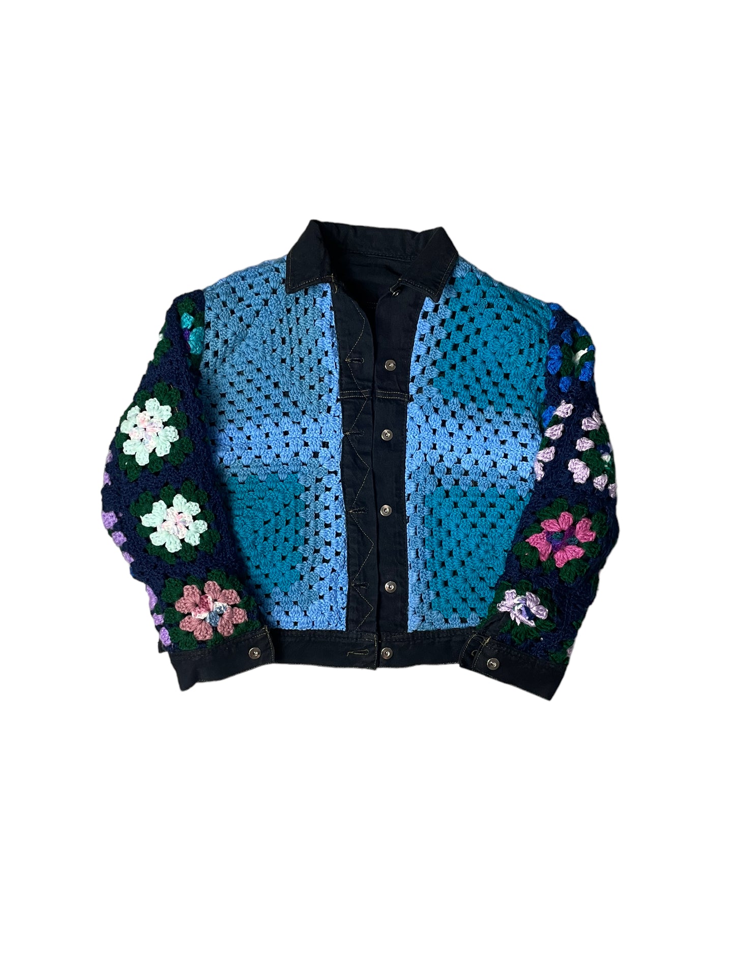 Reversible crochet trucker jacket Medium