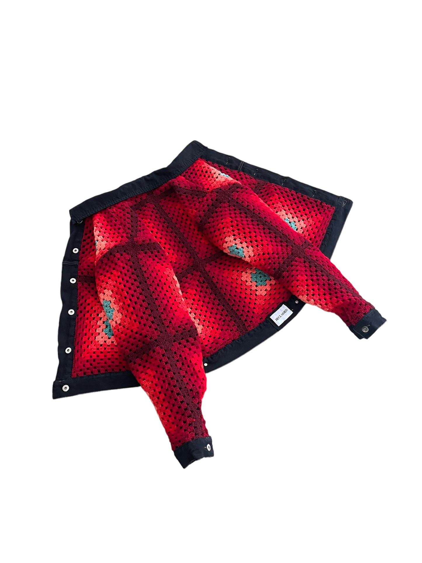 Reversible crochet trucker jacket Medium