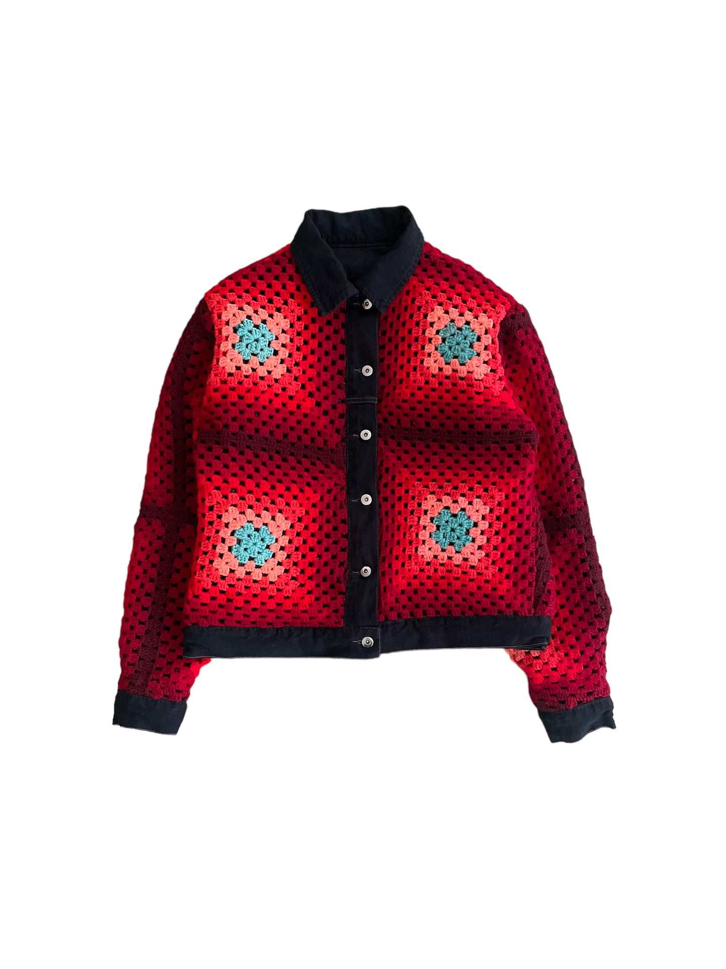Reversible crochet trucker jacket Medium