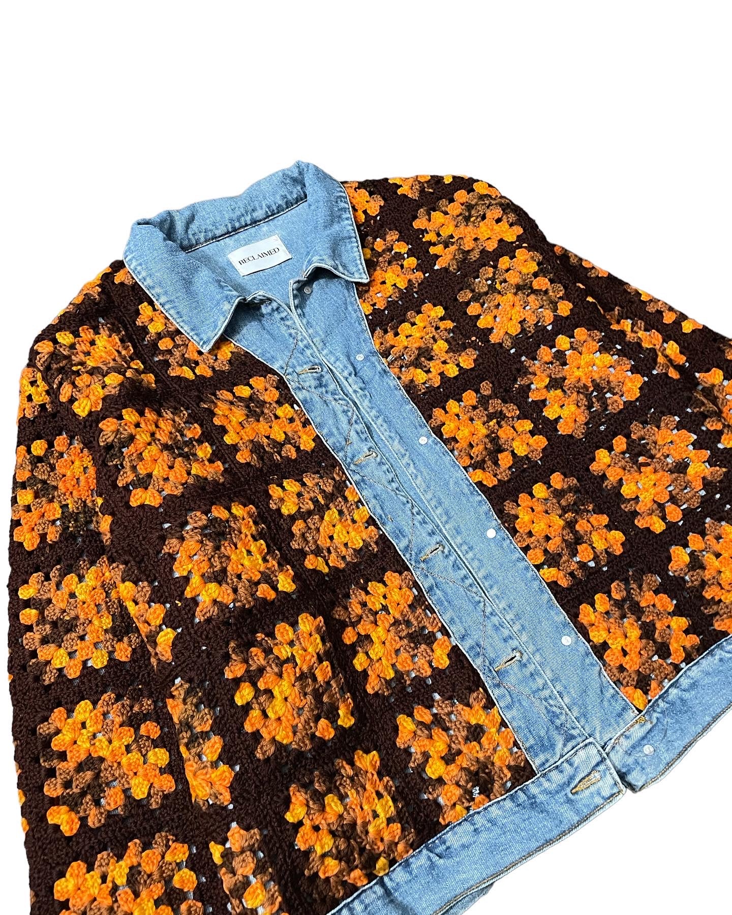 Reversible Crochet Trucker Jacket XL