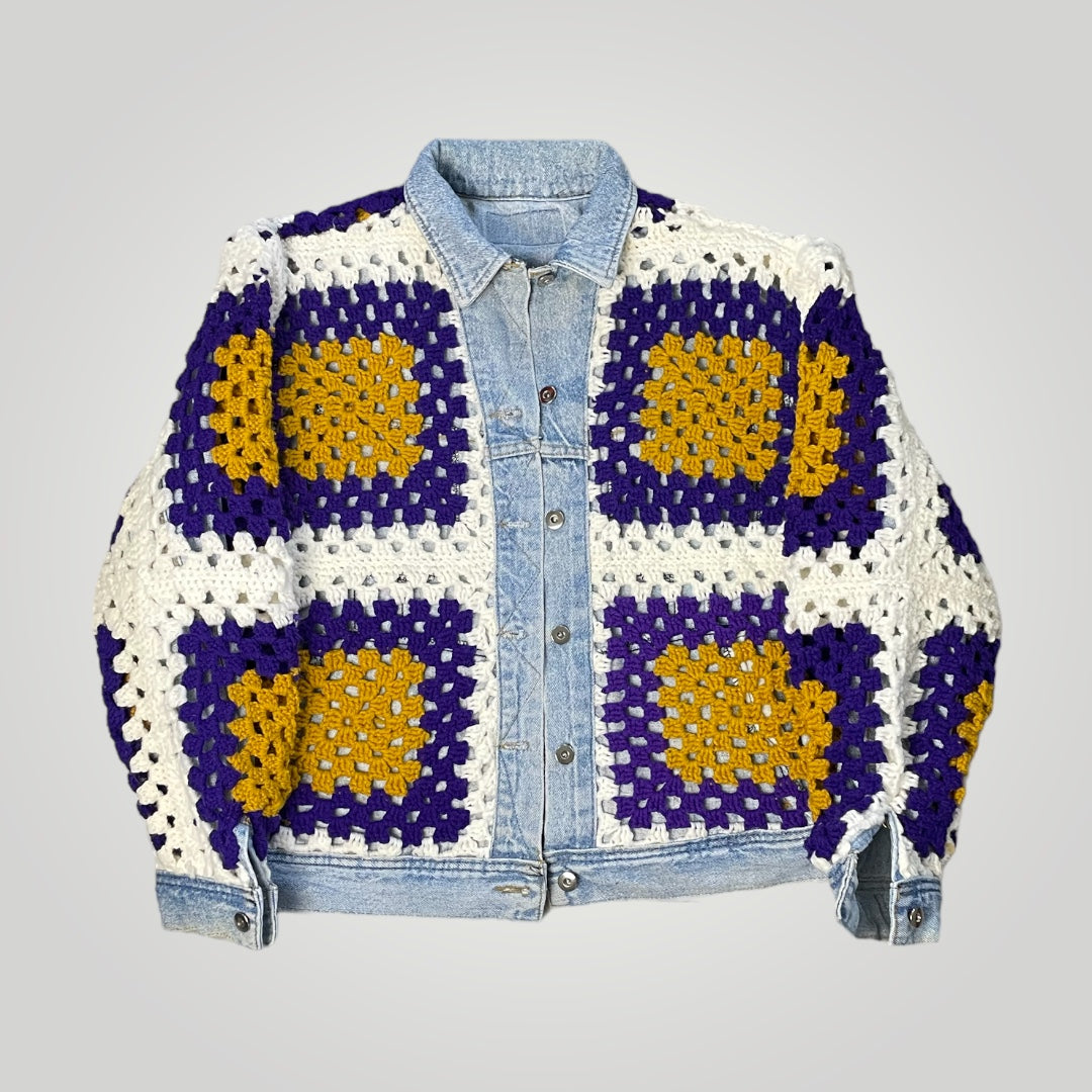 Reversible Crochet Trucker Jacket Medium