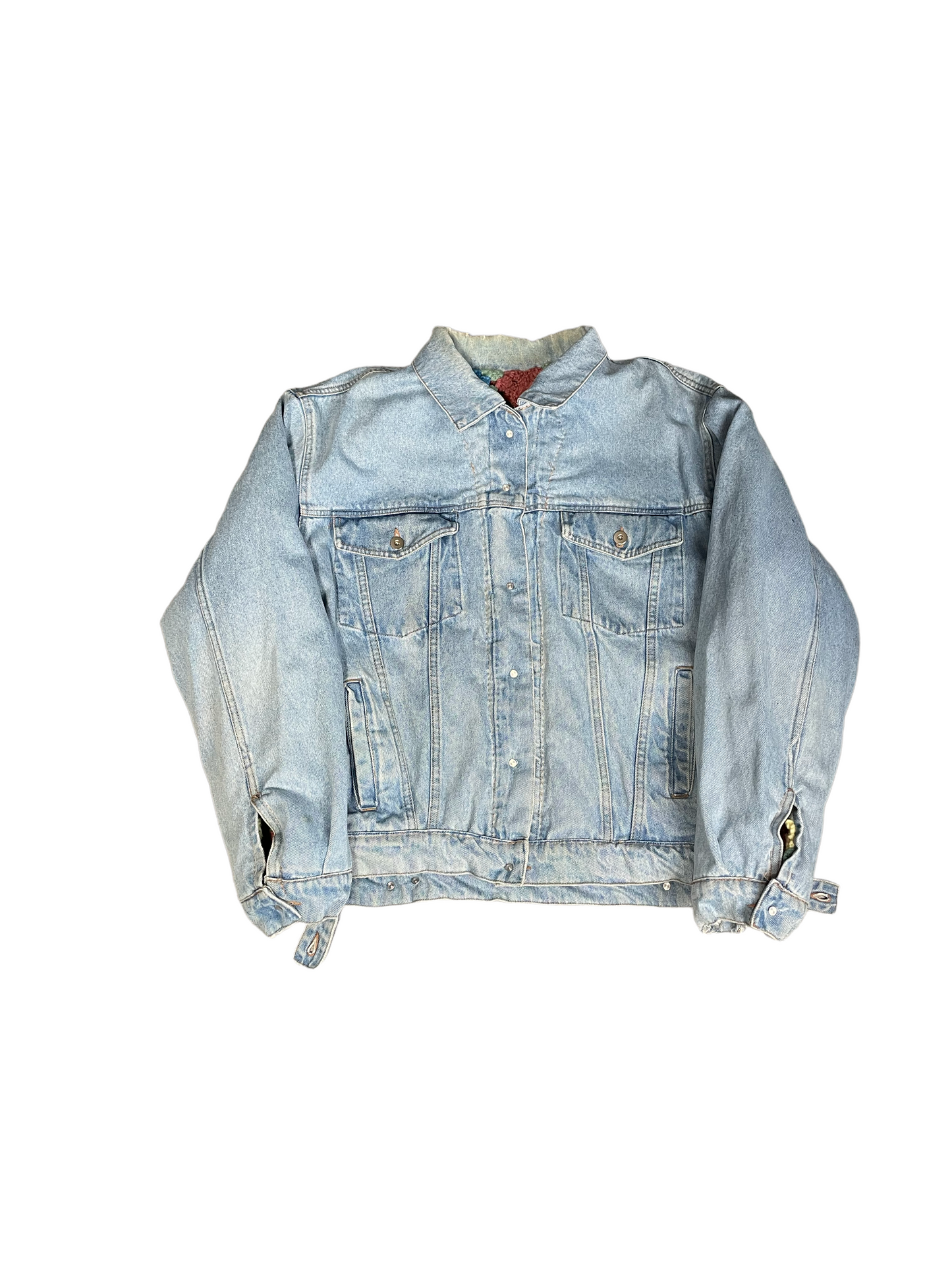 Reversible crochet trucker jacket XL