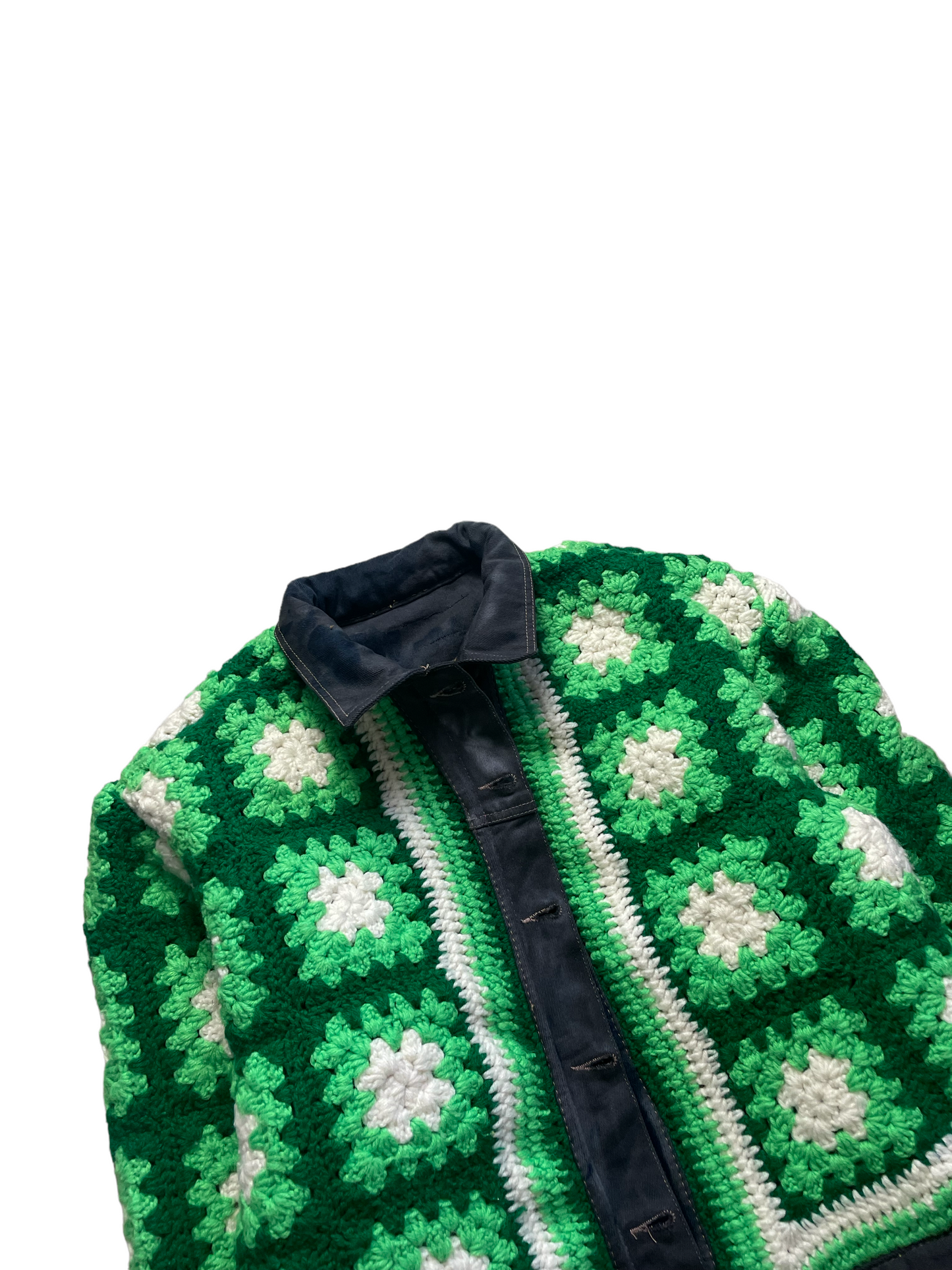 Reversible crochet trucker jacket Medium