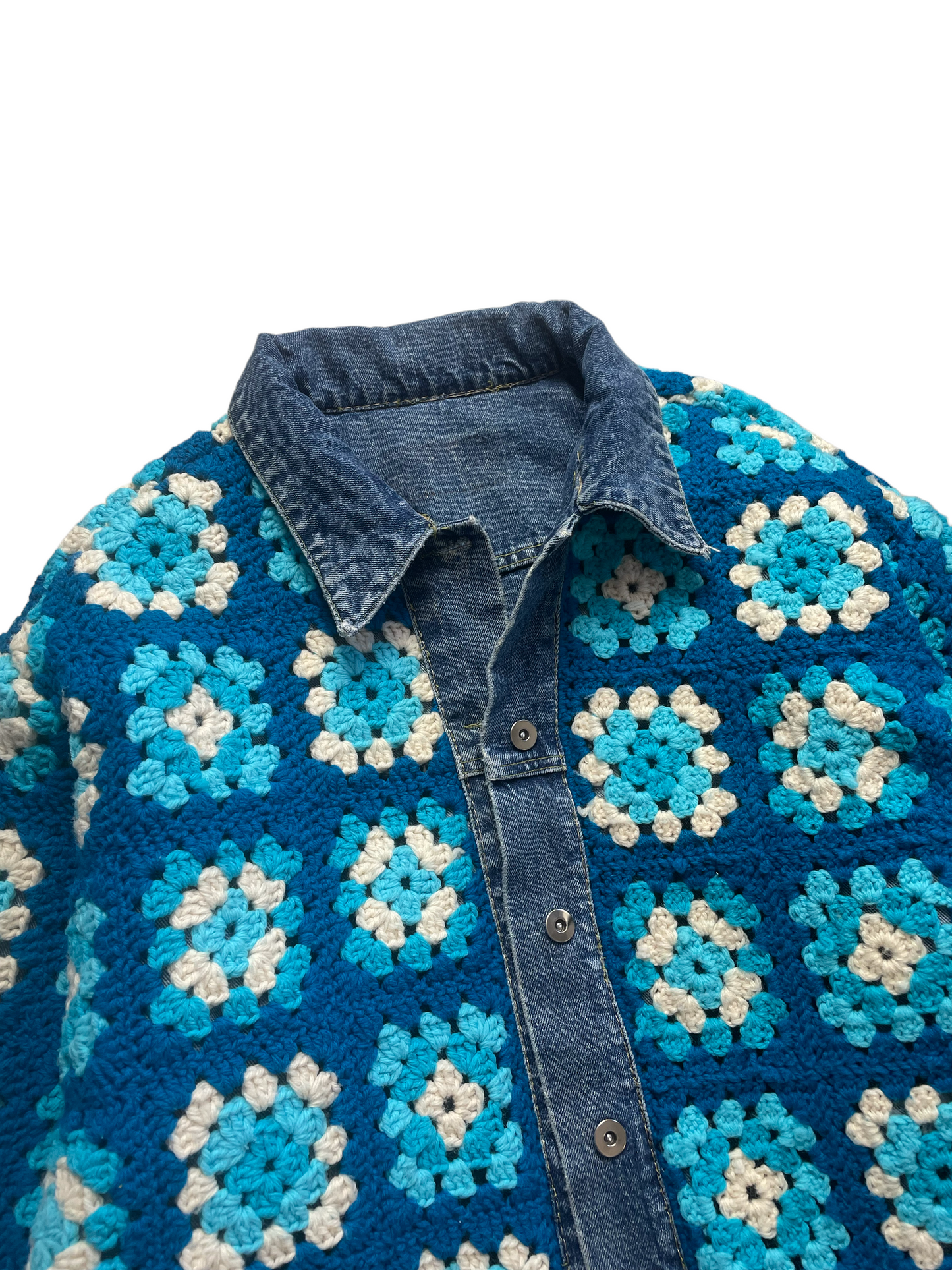 Reversible Crochet Trucker Jacket XL