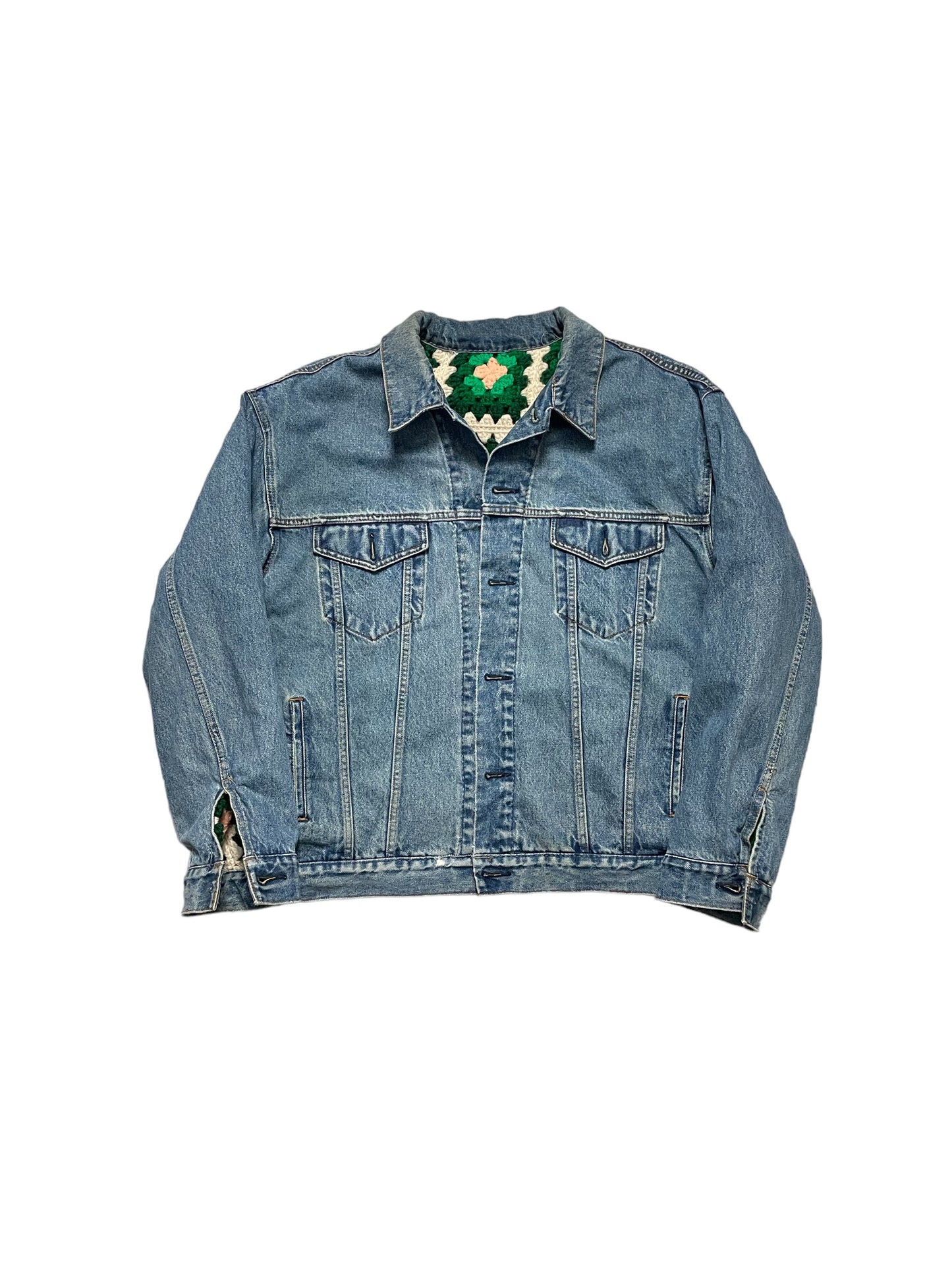 Reversible Crochet Trucker Jacket XL