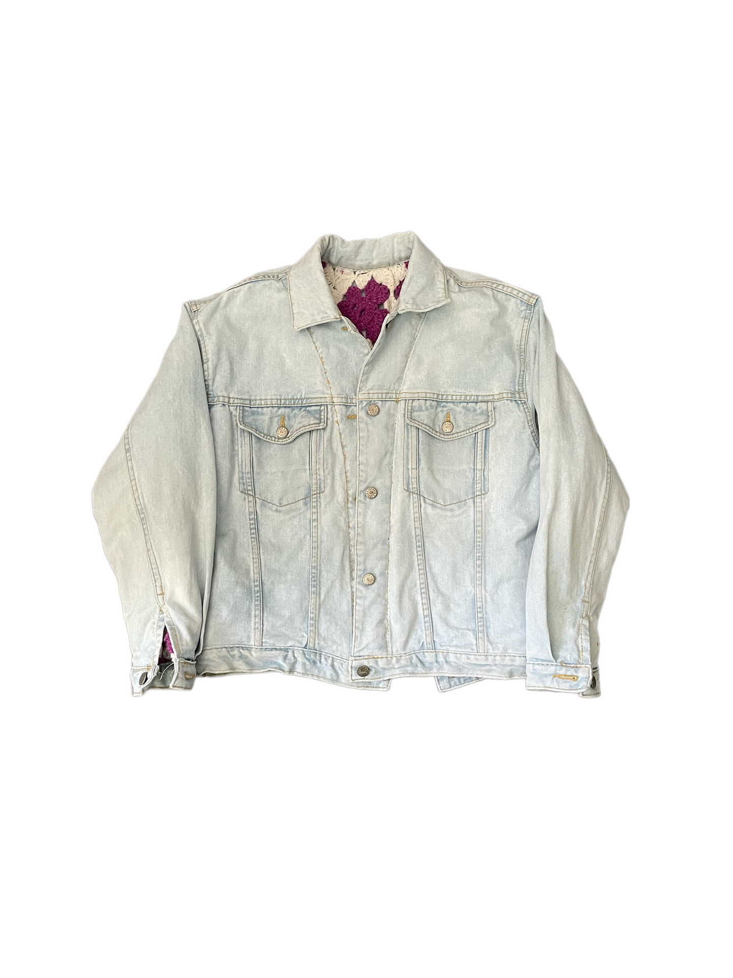 Reversible Crochet Trucker Jacket Small