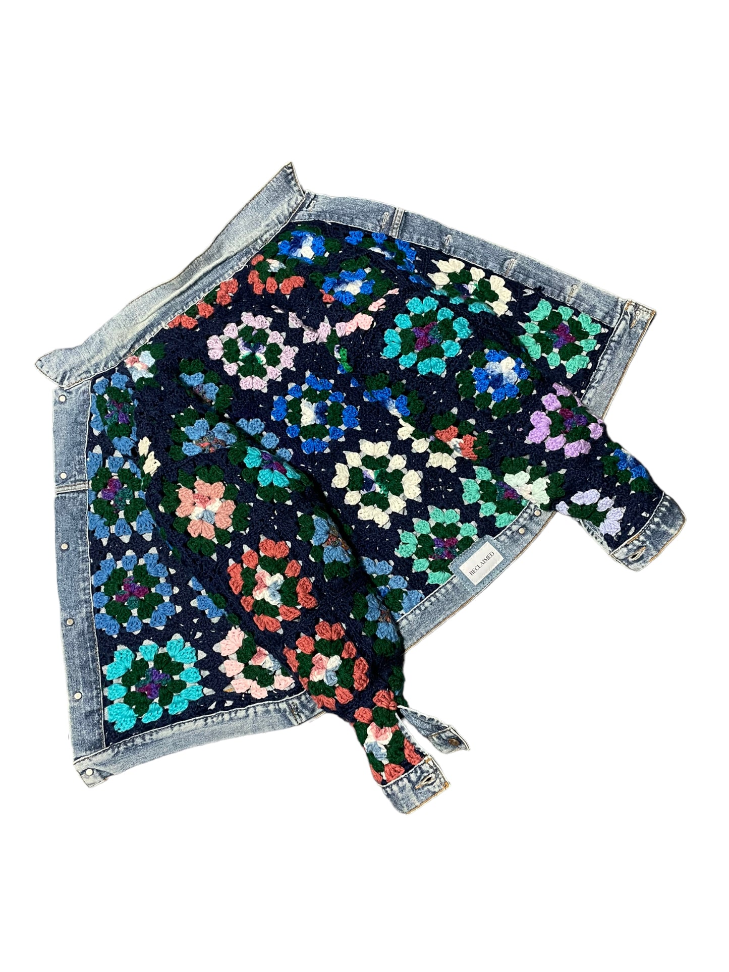 Reversible crochet trucker jacket Large