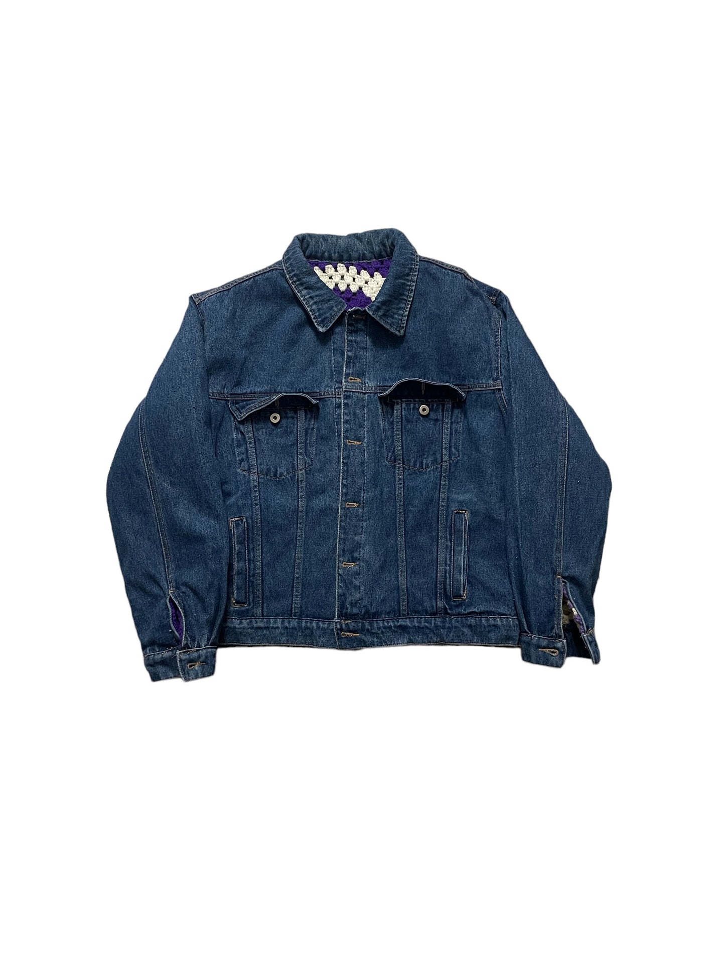Reversible Crochet Trucker Jacket Large
