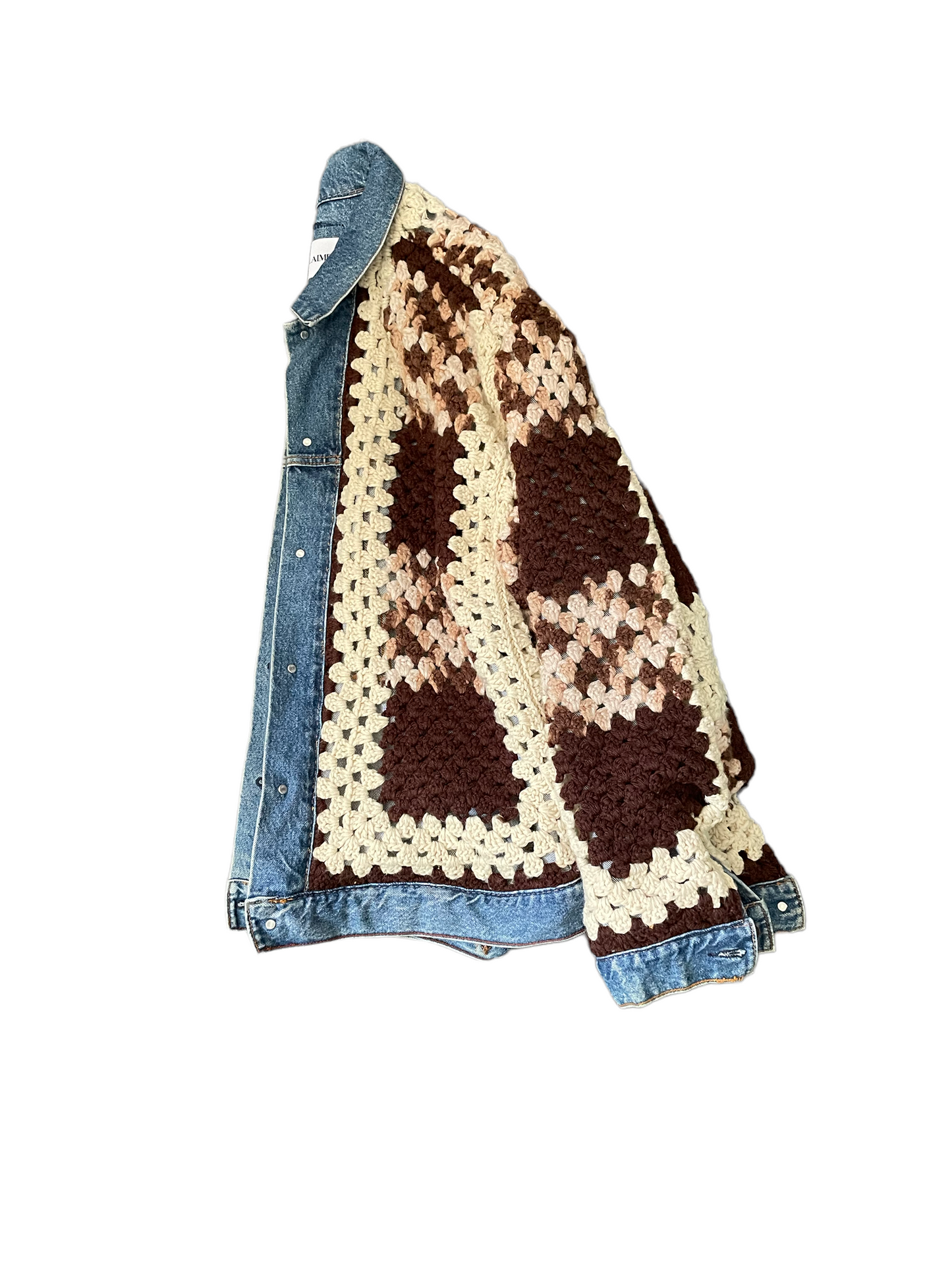 Reversible crochet trucker jacket XL
