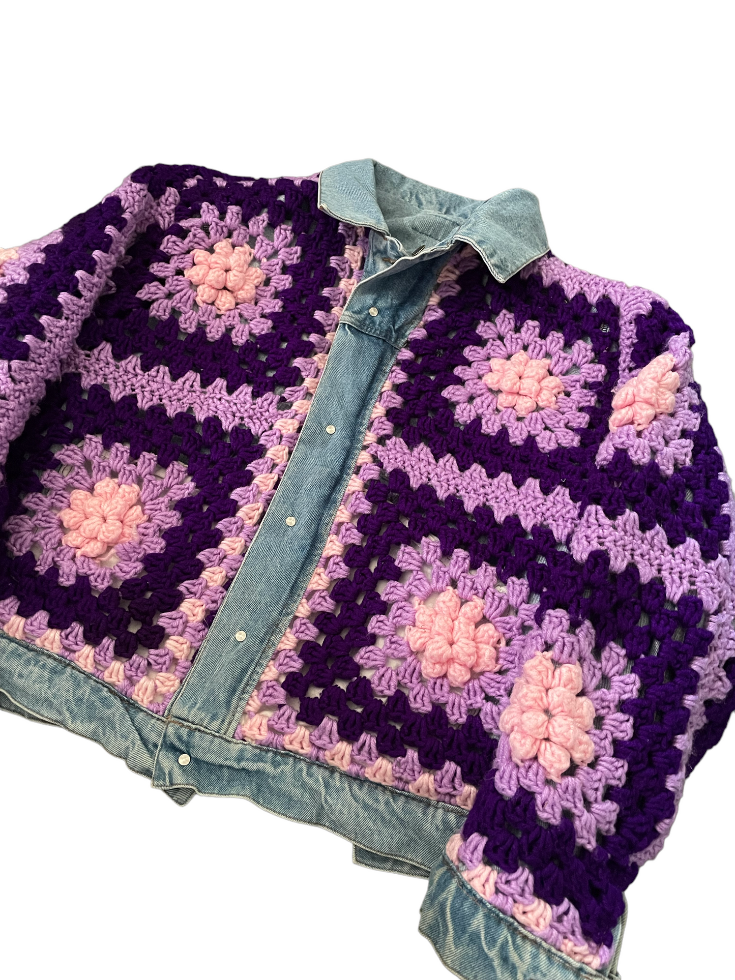 Reversible Crochet trucker jacket Large