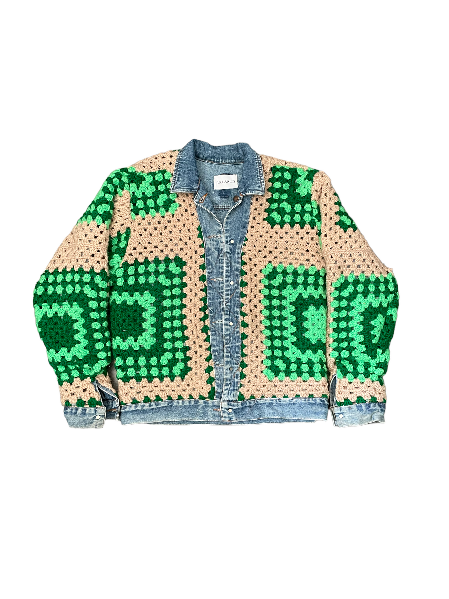 Reversible Crochet Trucker Jacket Large