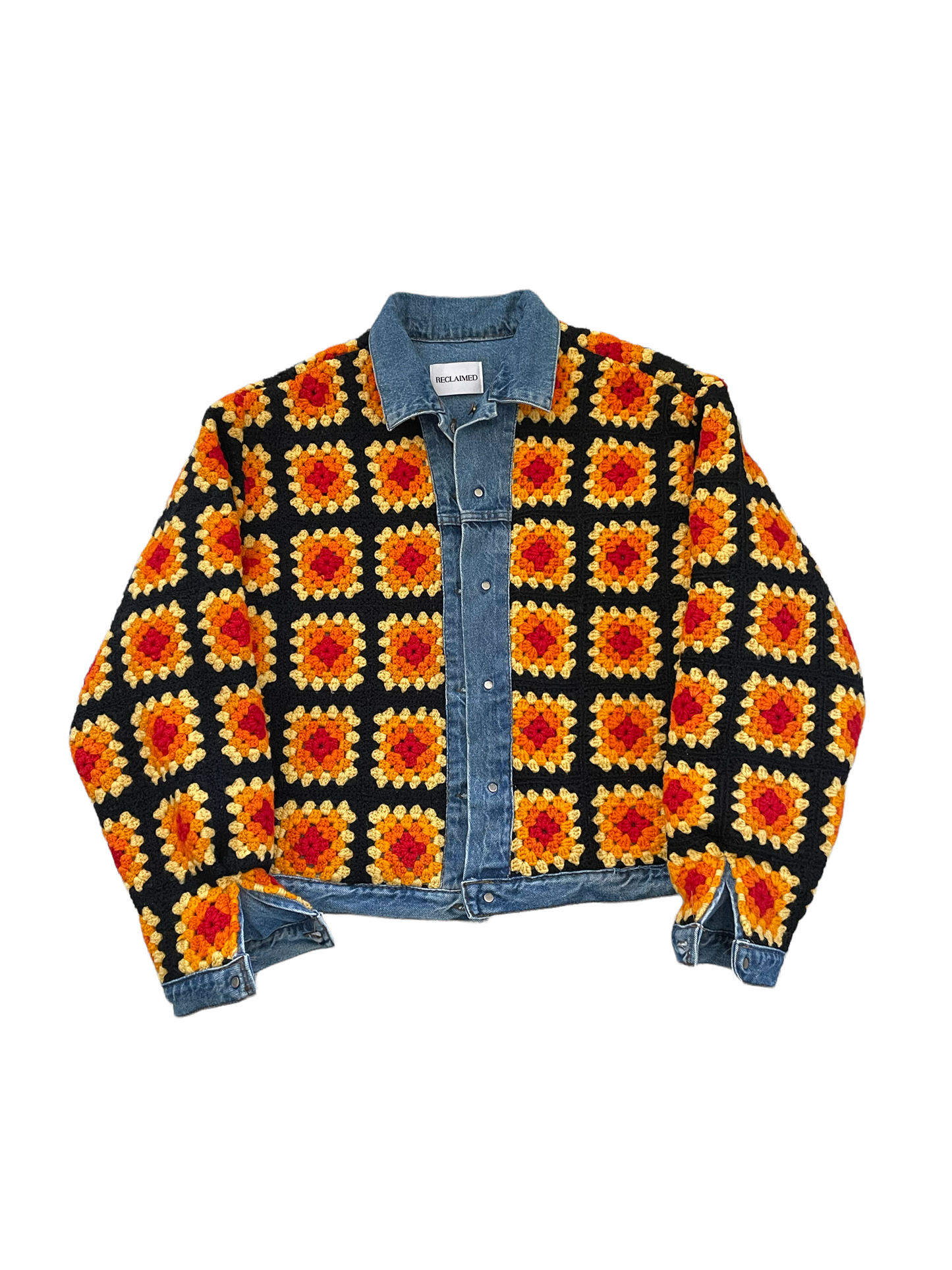 Reversible Crochet Trucker Jacket XL
