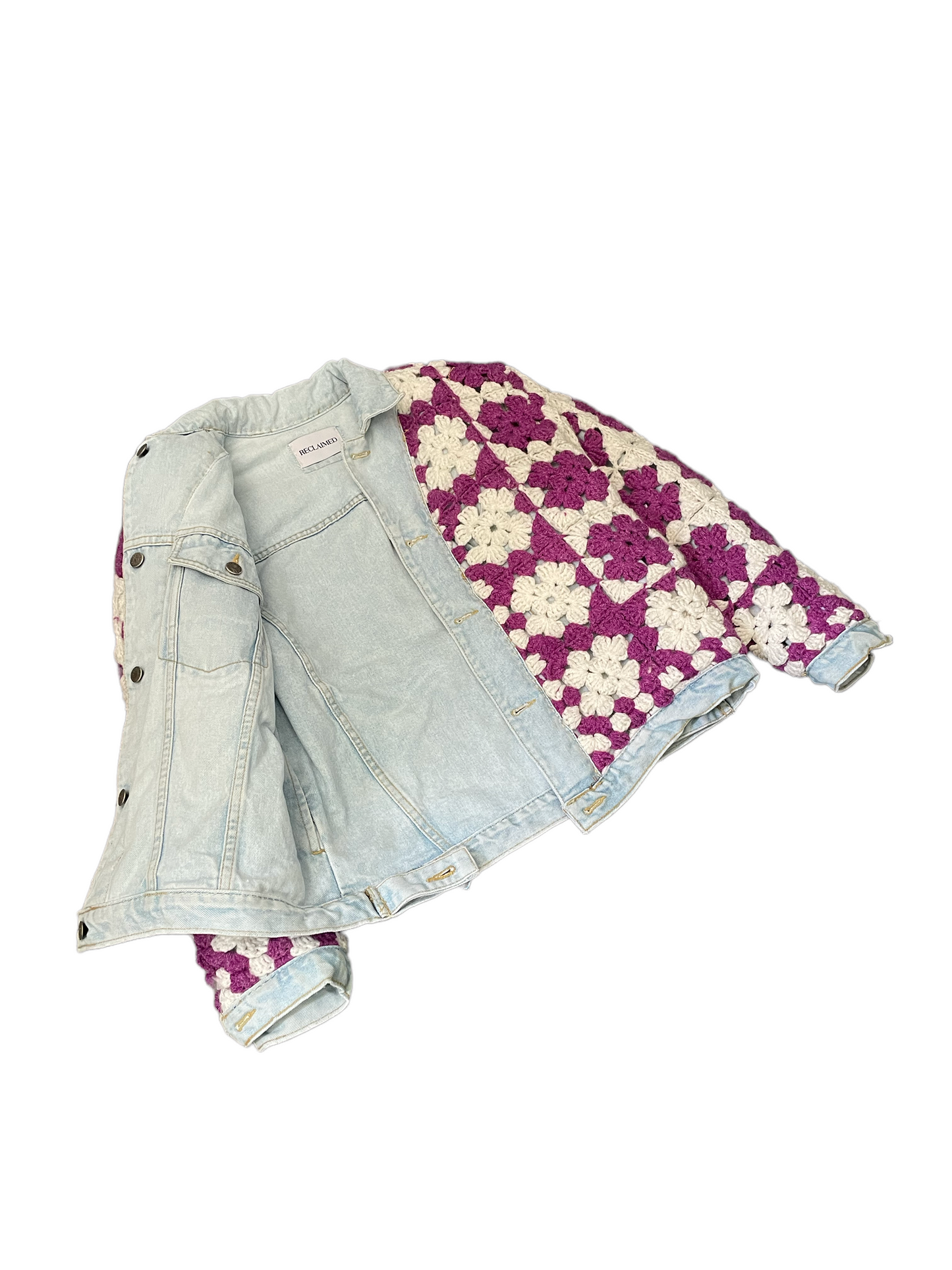 Reversible Crochet Trucker Jacket Small
