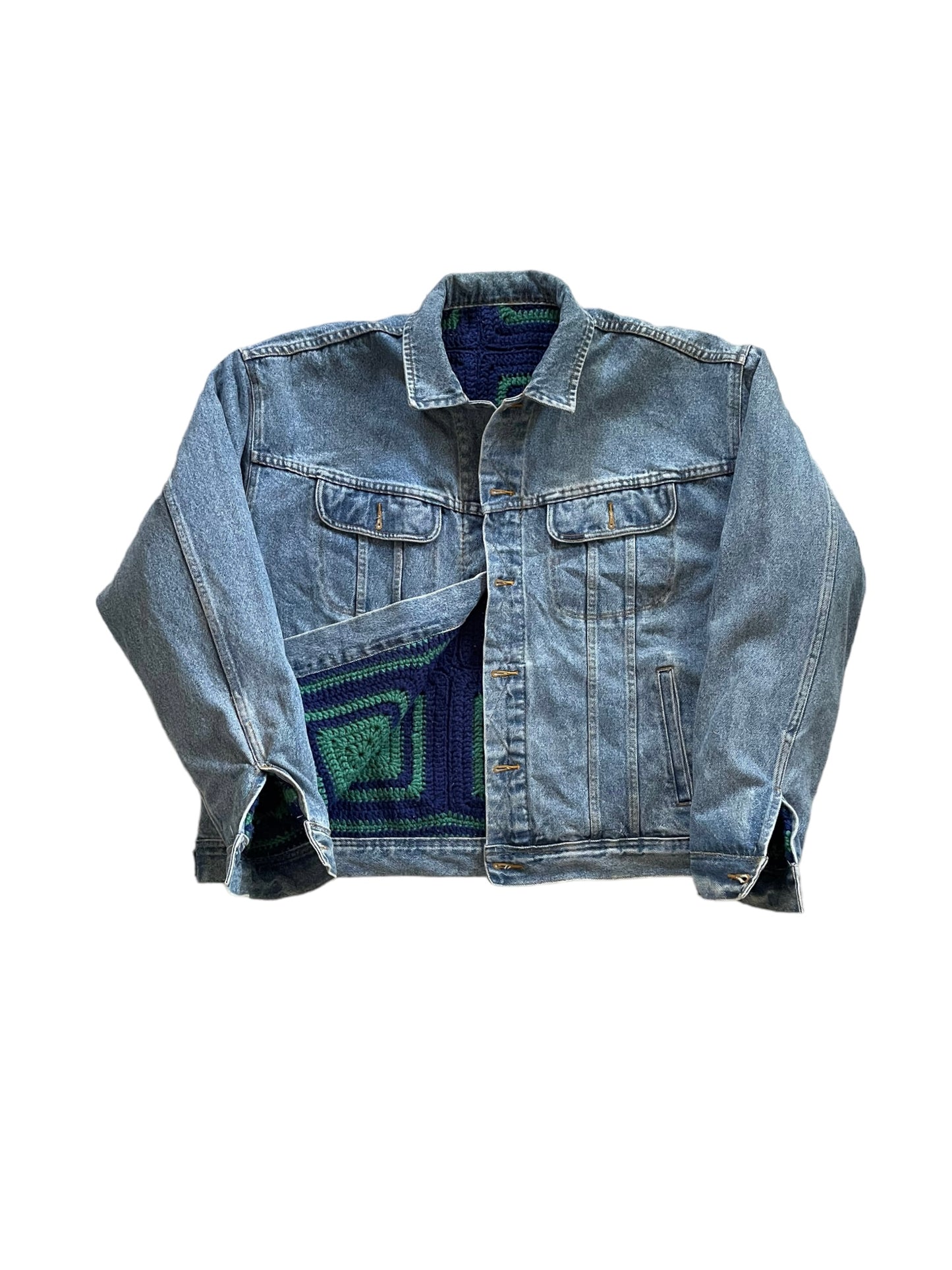 Reversible Crochet Trucker Jacket XL