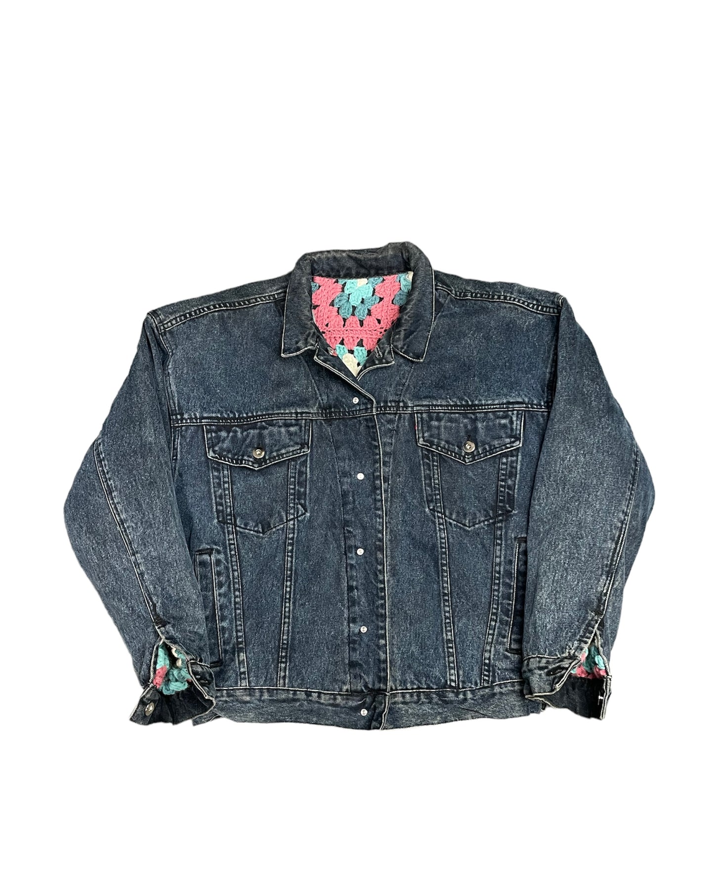 Reversible Crochet Trucker Jacket Small