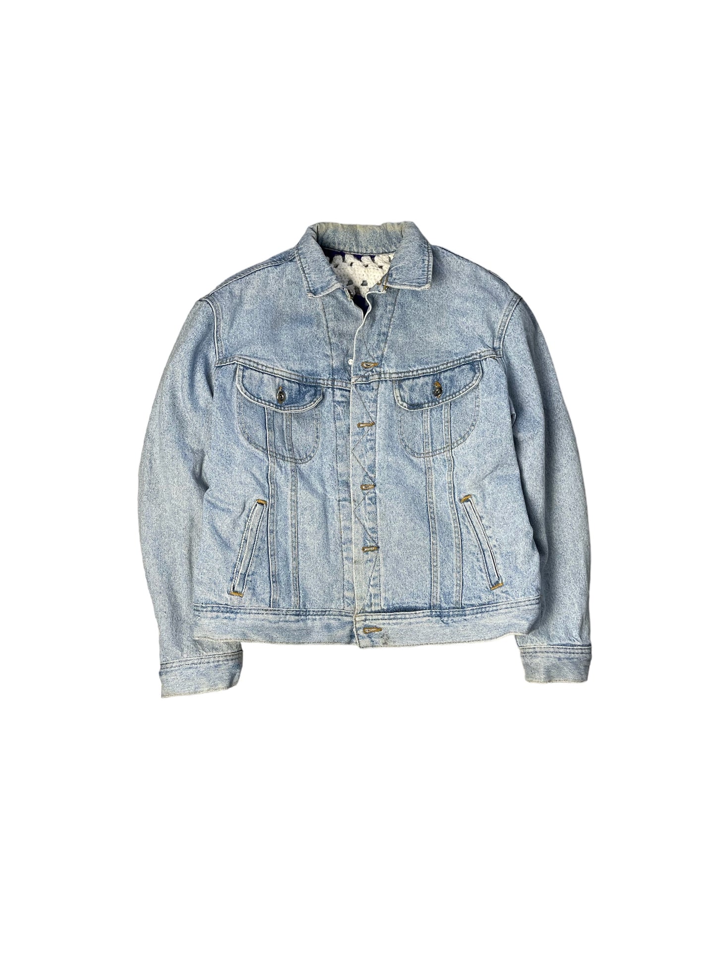 Reversible Crochet Trucker Jacket Medium