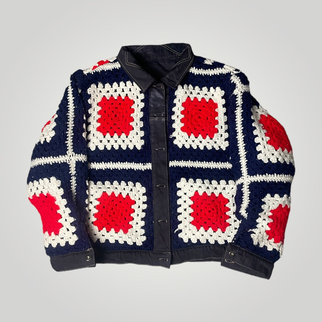 Reversible Crochet Trucker Jacket XL