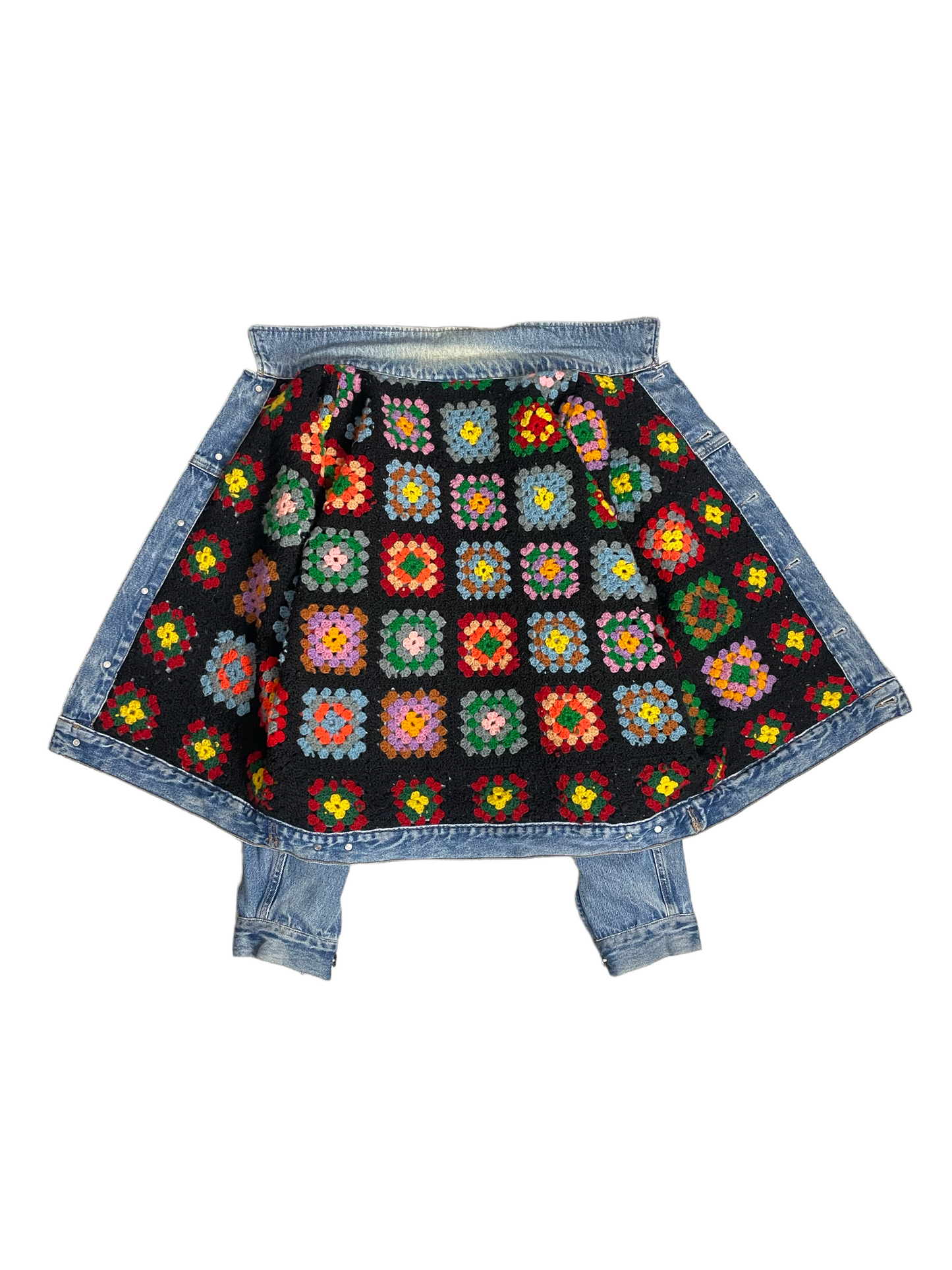 Reversible crochet trucker jacket Large