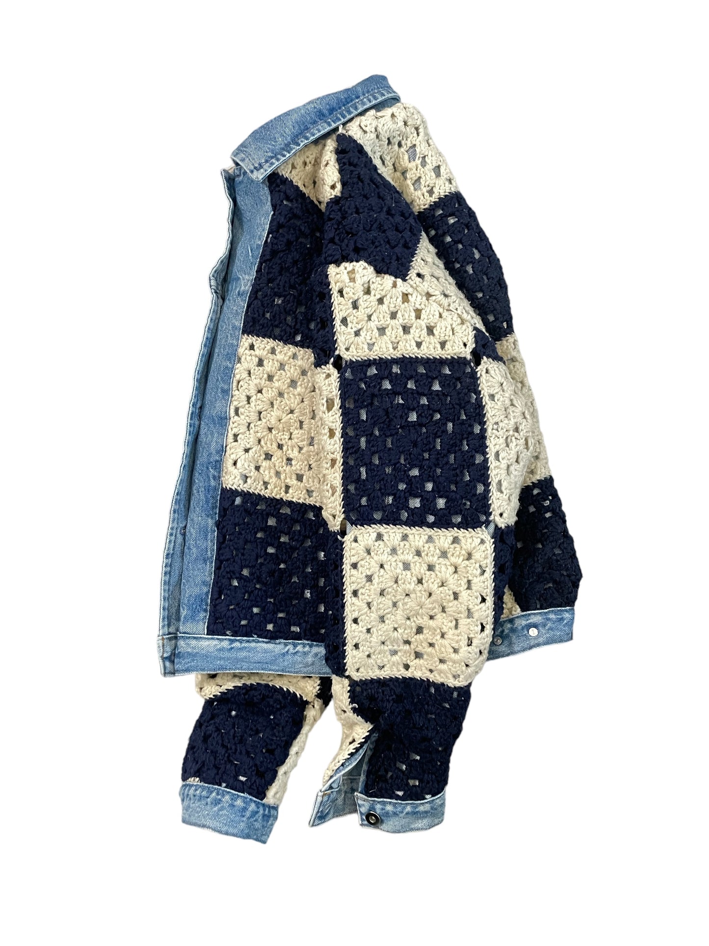 Reversible Crochet Trucker Jacket Small