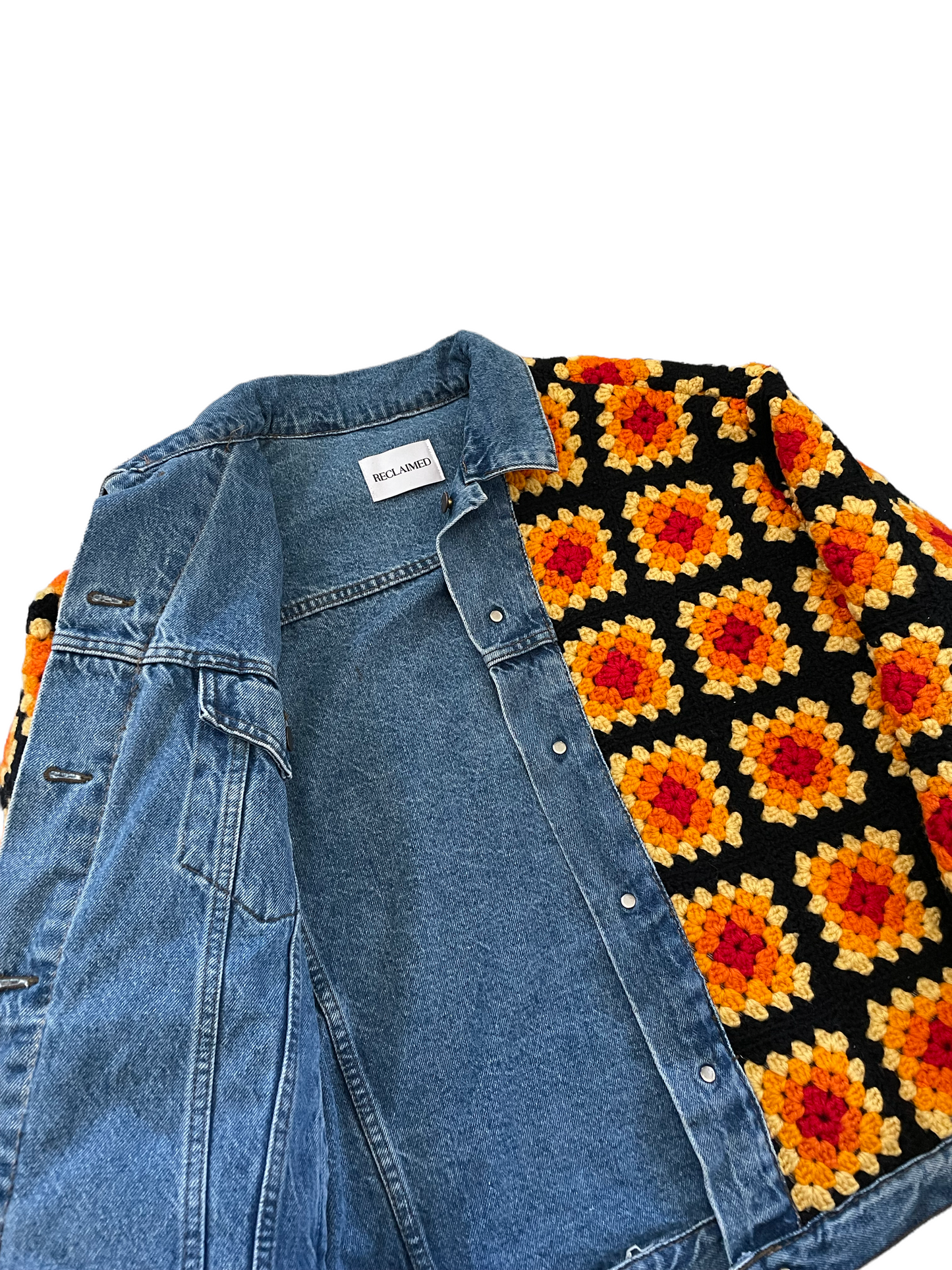 Reversible Crochet Trucker Jacket XL