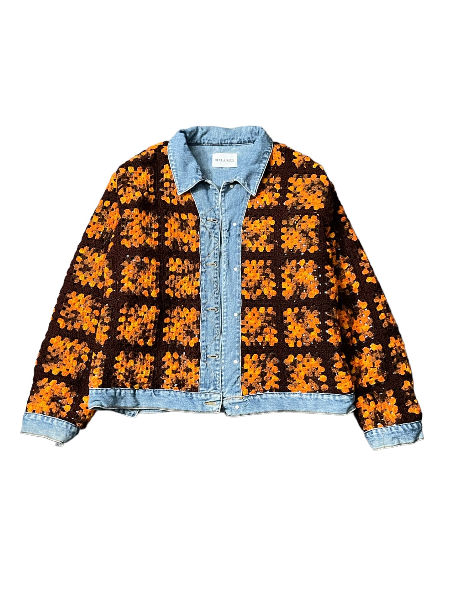 Reversible Crochet Trucker Jacket XL
