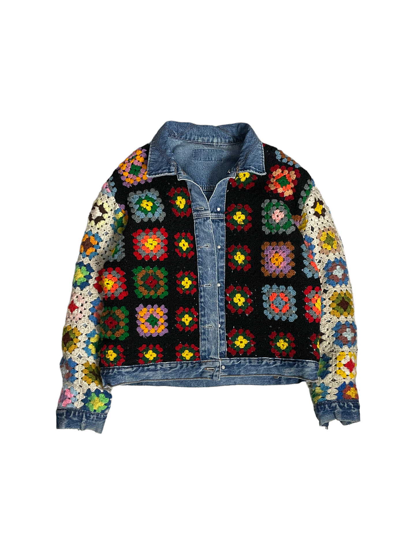 Reversible crochet trucker jacket Large