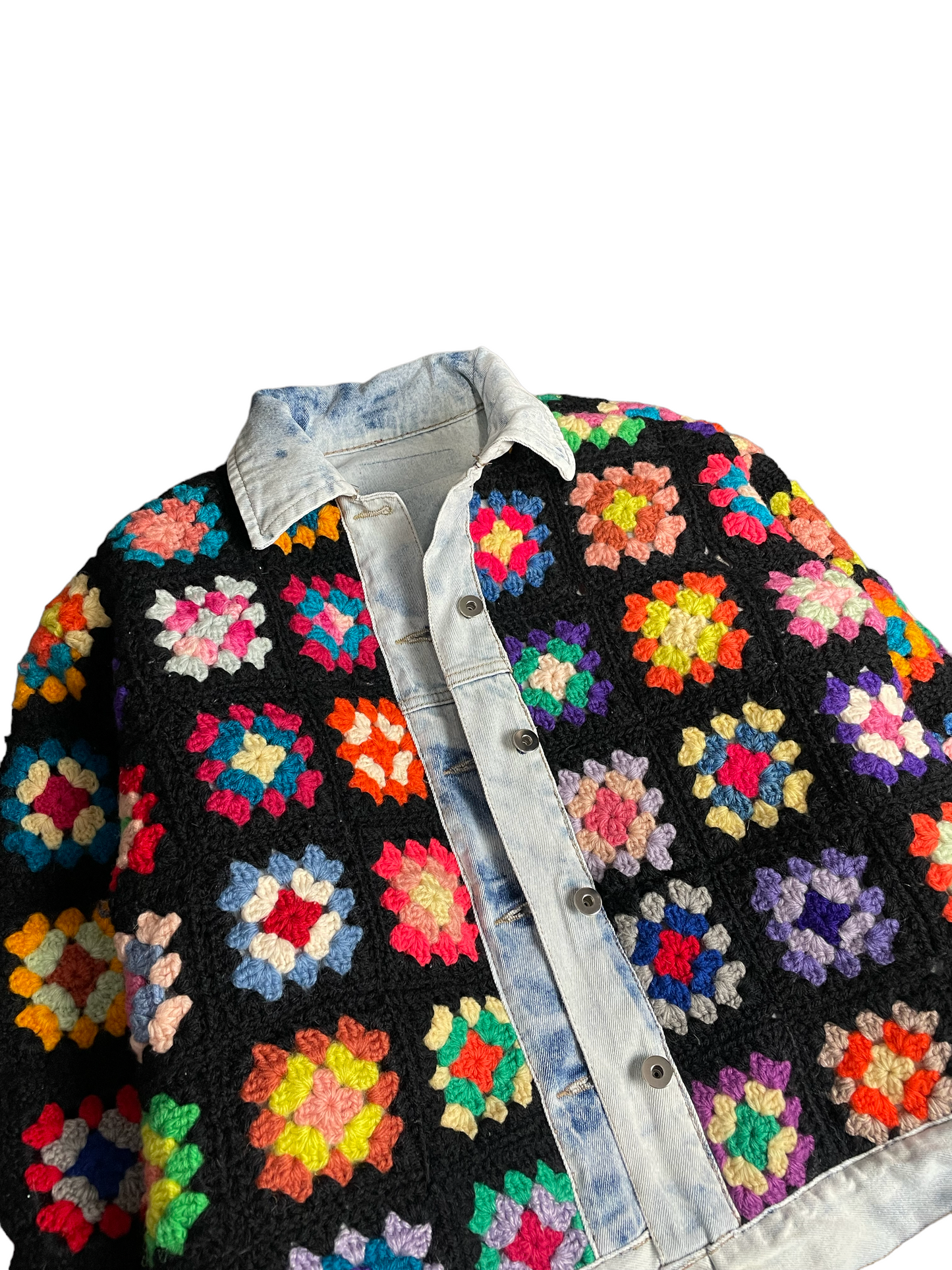 Reversible Crochet Trucker Jacket Medium