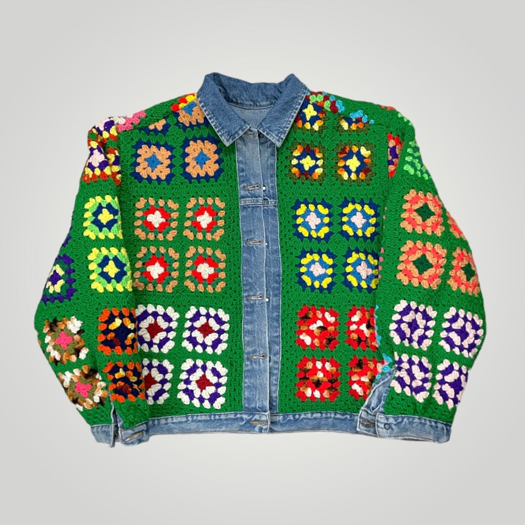 Reversible Crochet Trucker Jacket XL