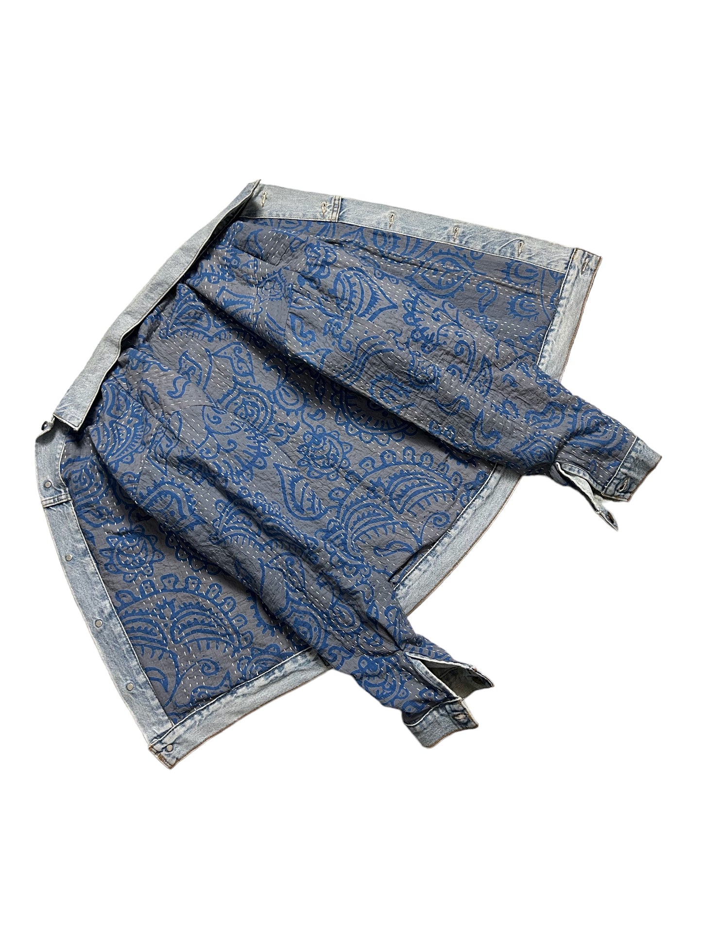 Reversible Kantha Quilt Trucker Jacket Medium