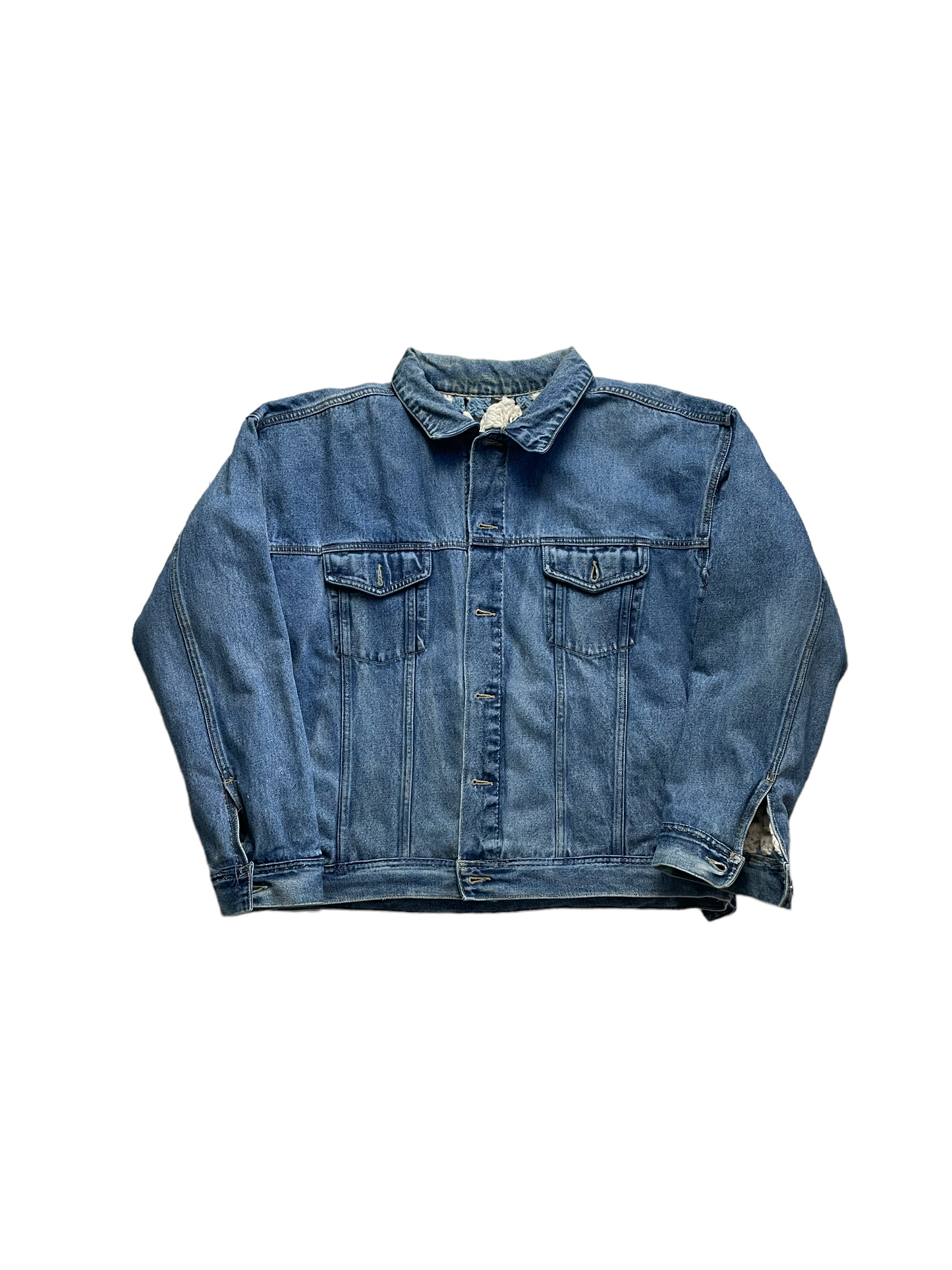 Reversible crochet trucker jacket XL