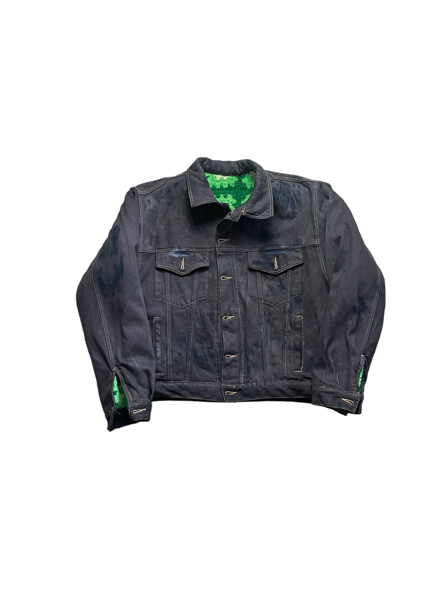 Reversible crochet trucker jacket Medium