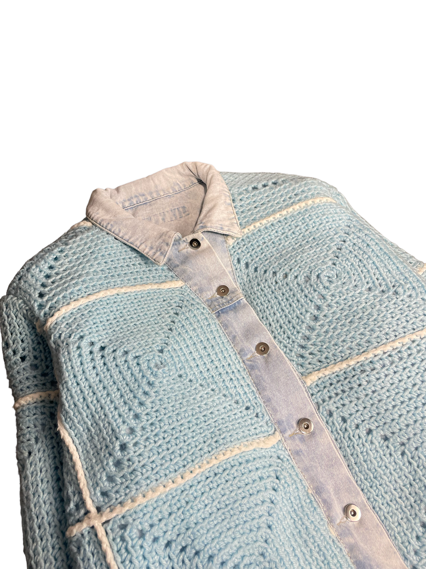 Reversible crochet trucker jacket Large