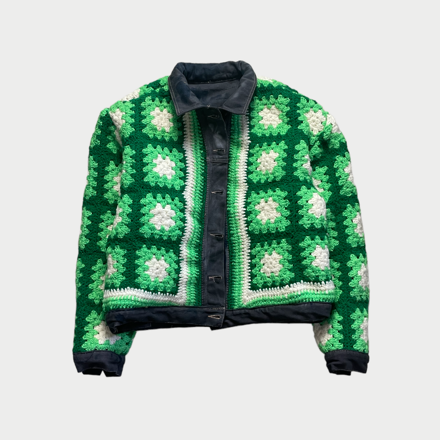 Reversible crochet trucker jacket Medium
