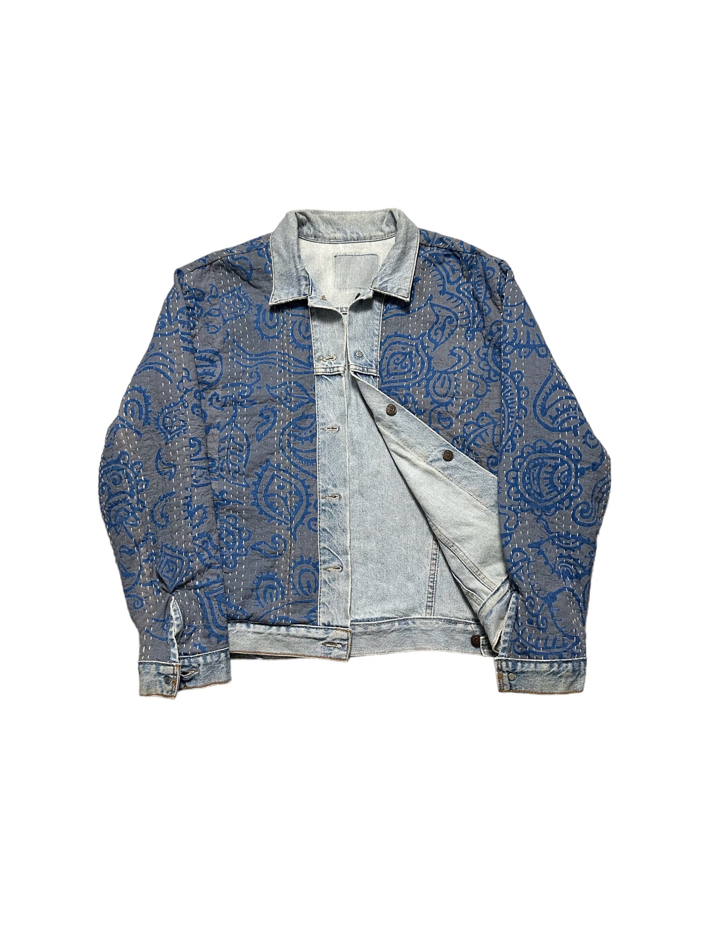 Reversible Kantha Quilt Trucker Jacket Medium