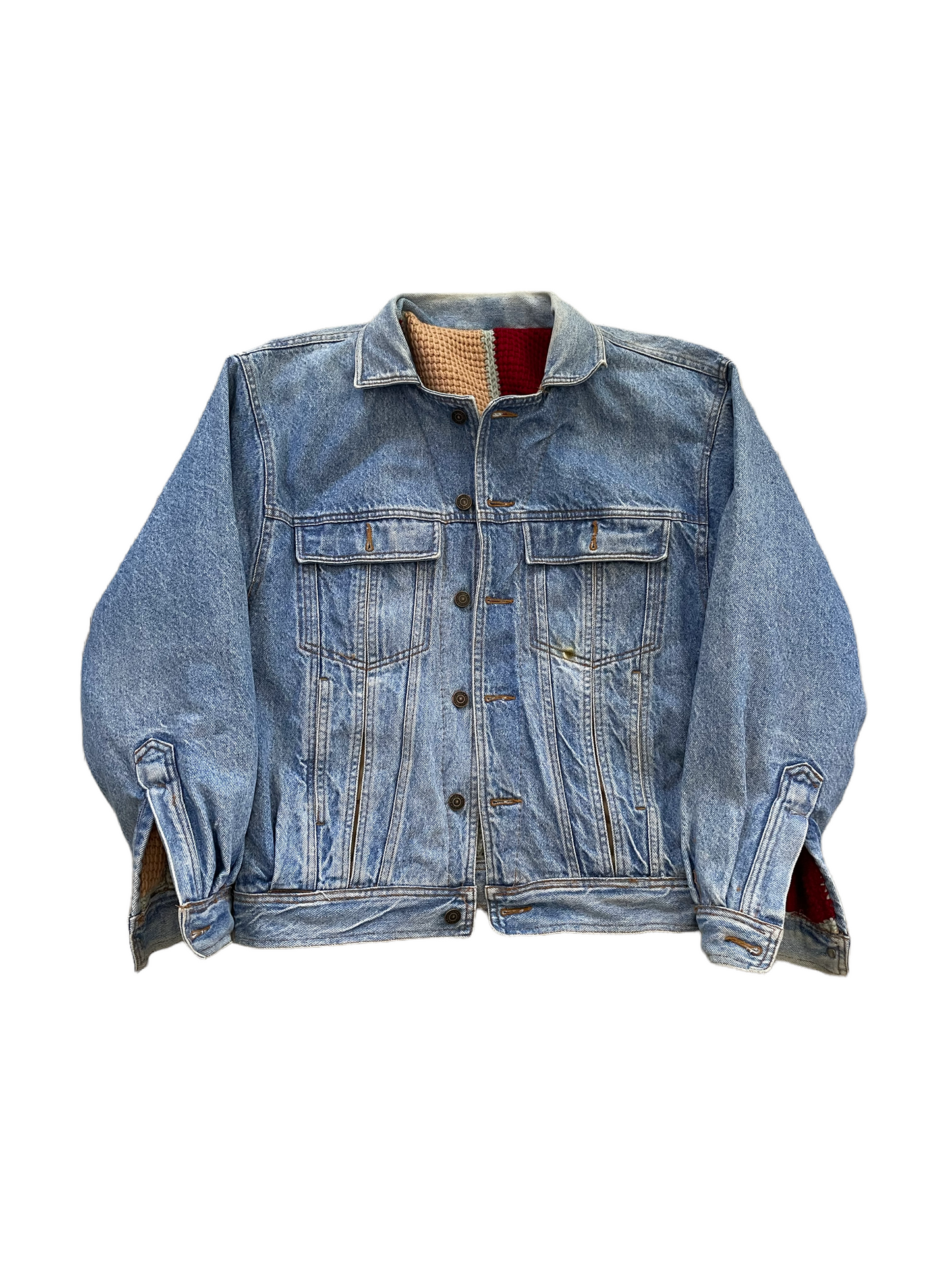 Reversible Crochet Trucker Jacket Small
