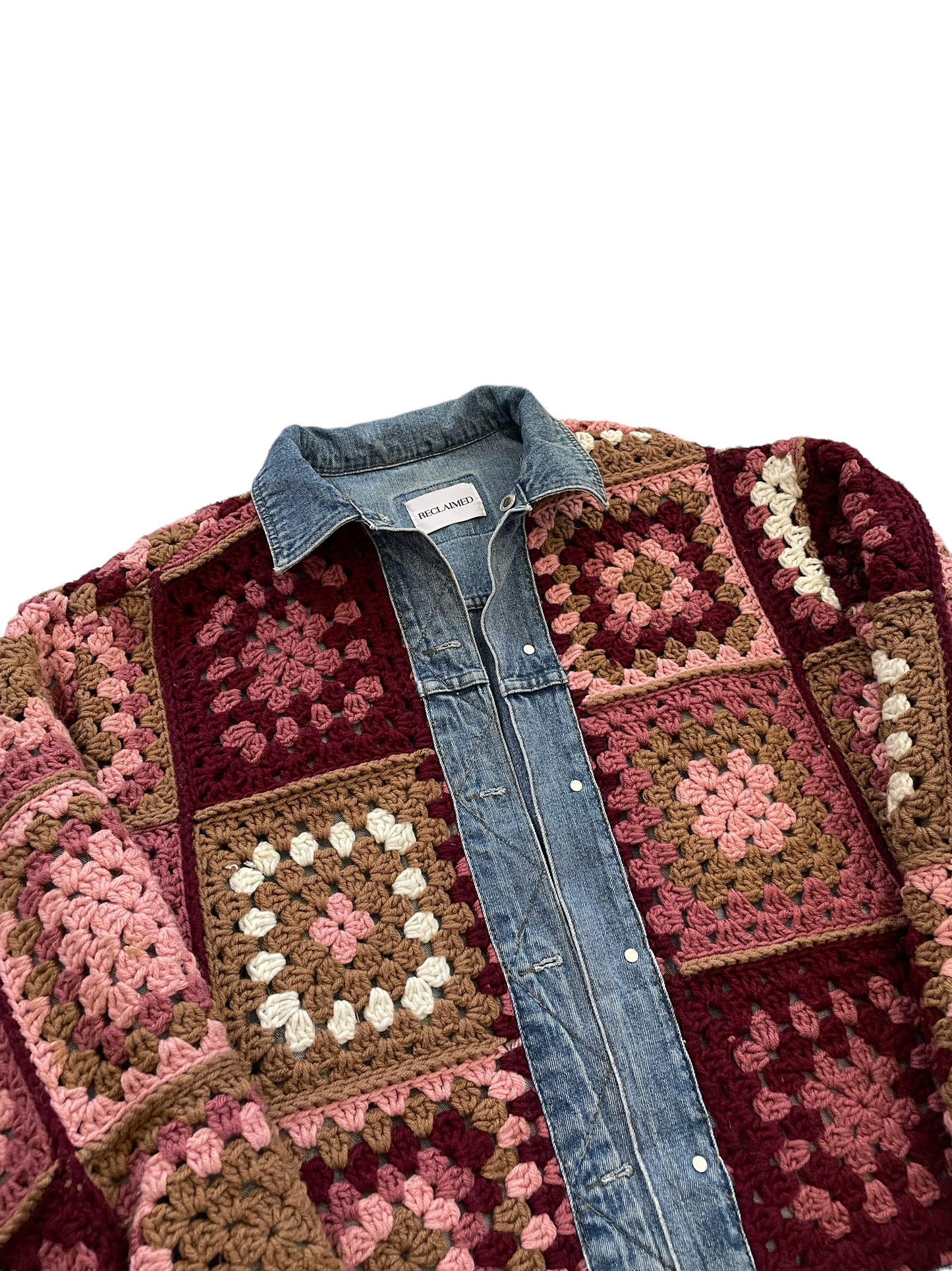 Reversible Crochet Trucker Jacket XL