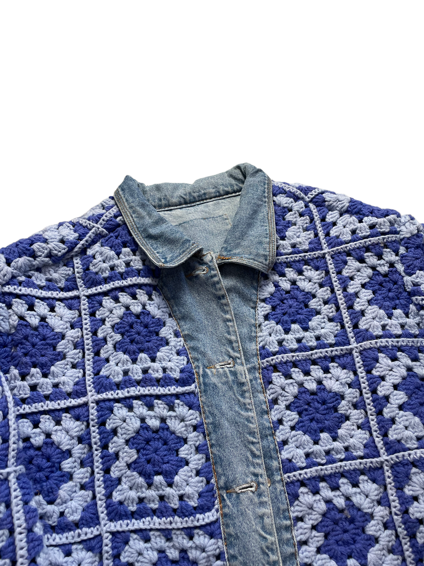 Reversible crochet trucker jacket Medium