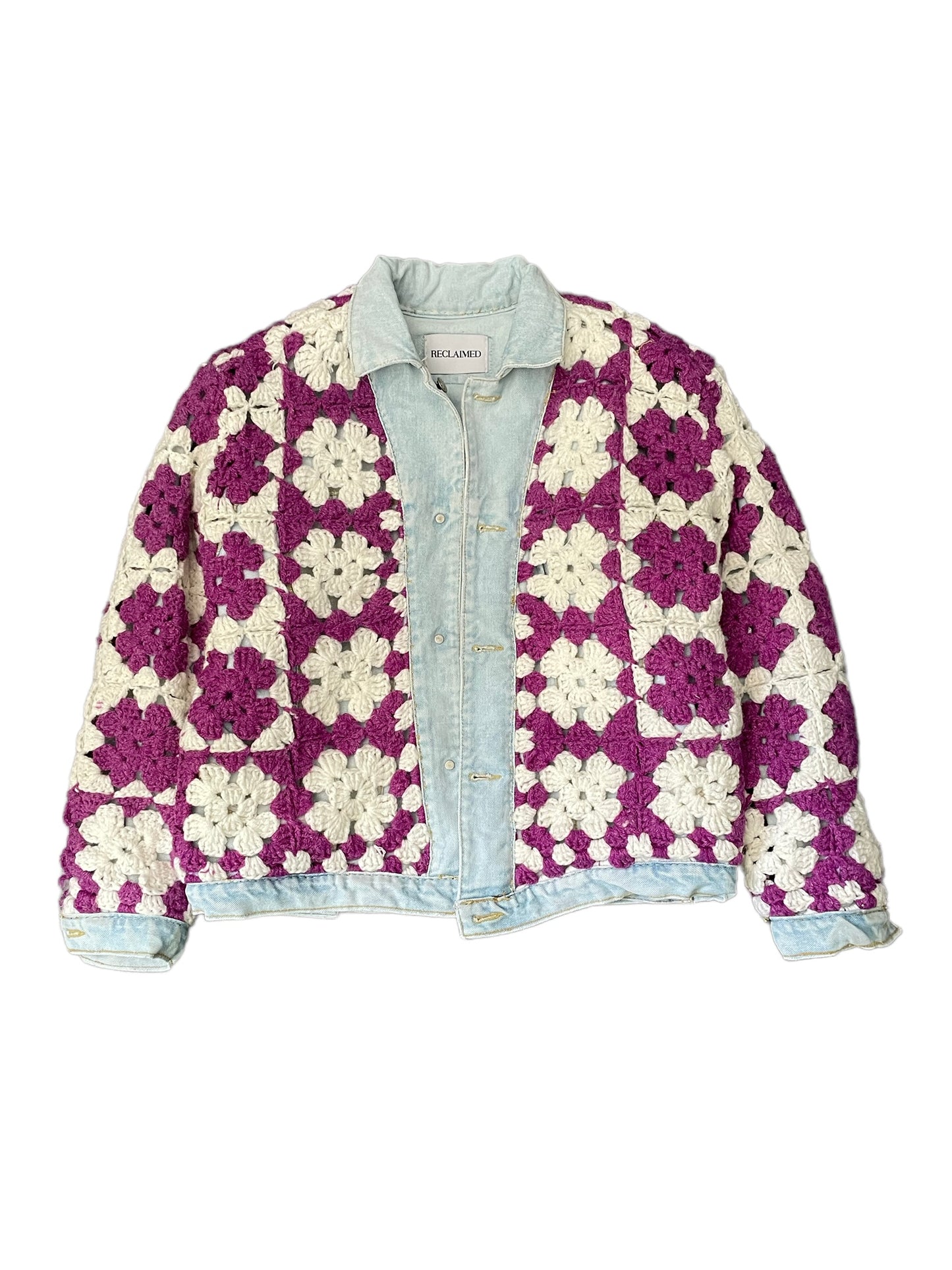 Reversible Crochet Trucker Jacket Small