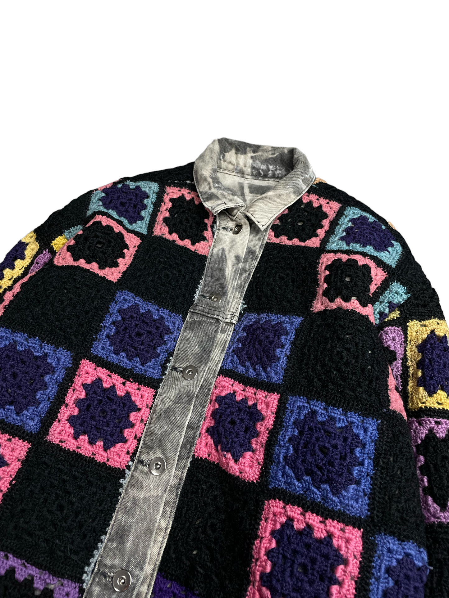 Reversible Crochet Trucker Jacket Medium