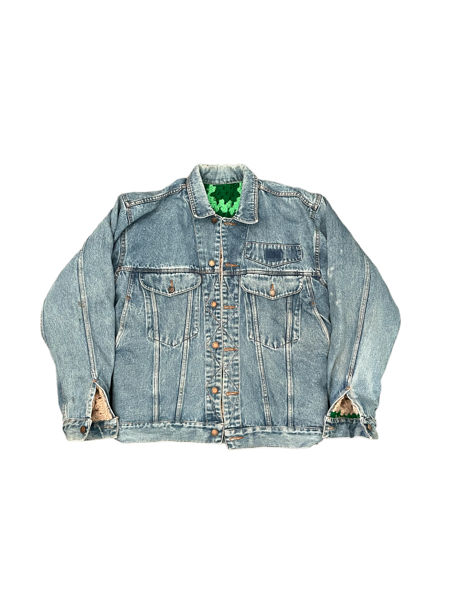Reversible Crochet Trucker Jacket Large